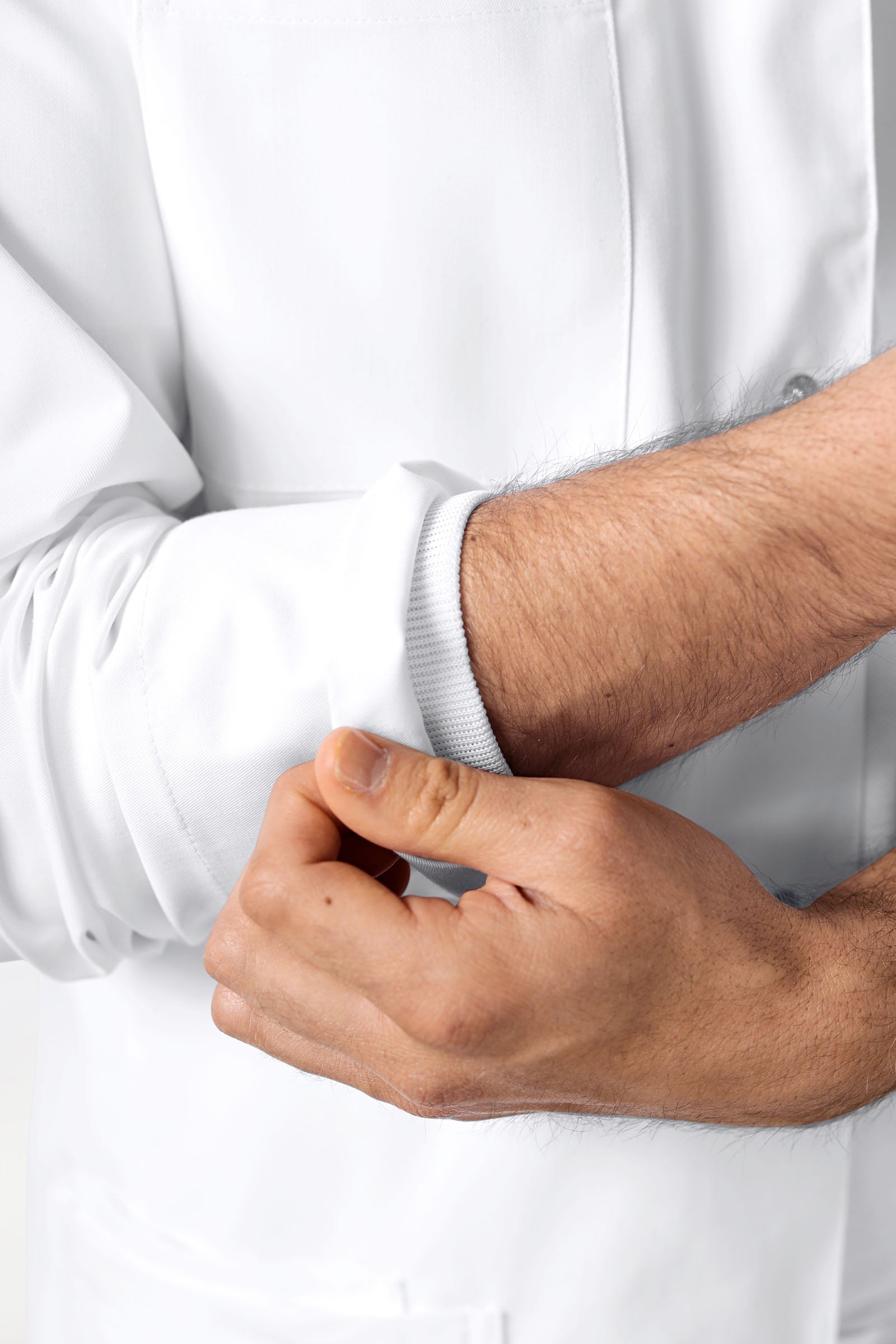 Mantel Herren - Druckknopfleiste - Stehkragen weiß