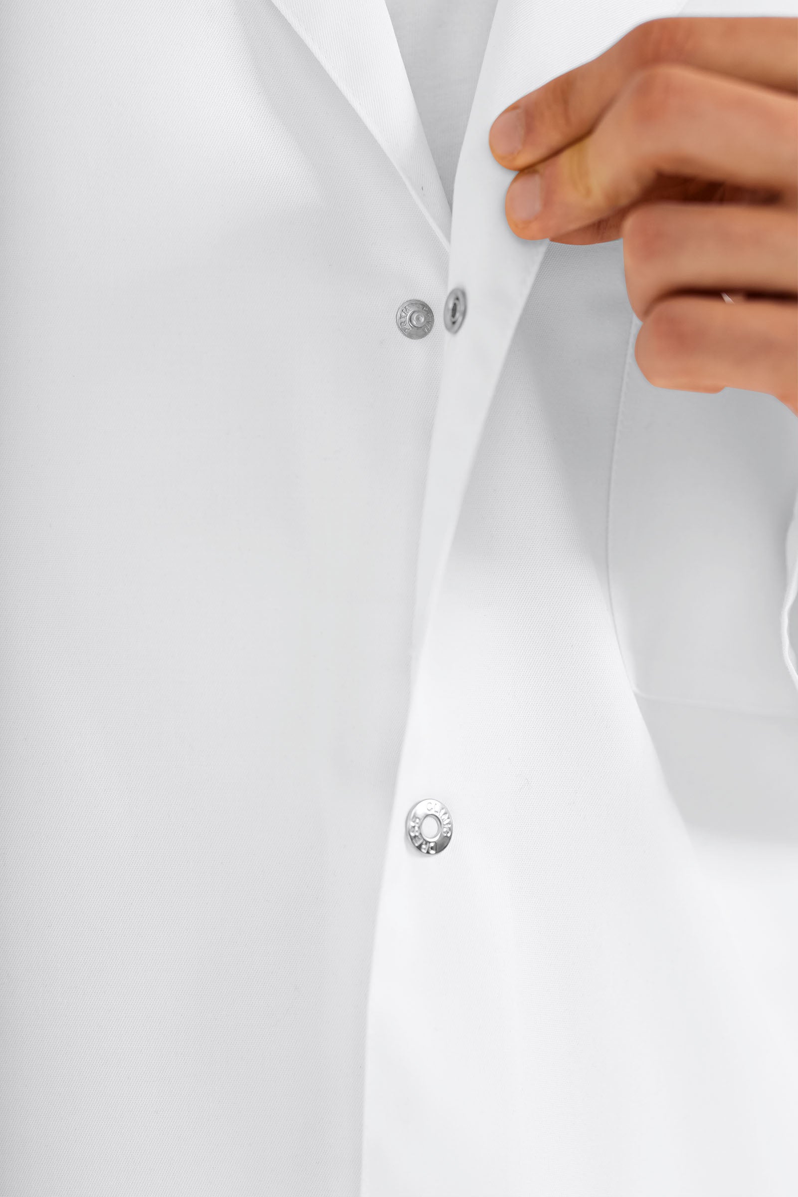 Mantel Herren - Reverskragen - Druckknopfleiste weiß