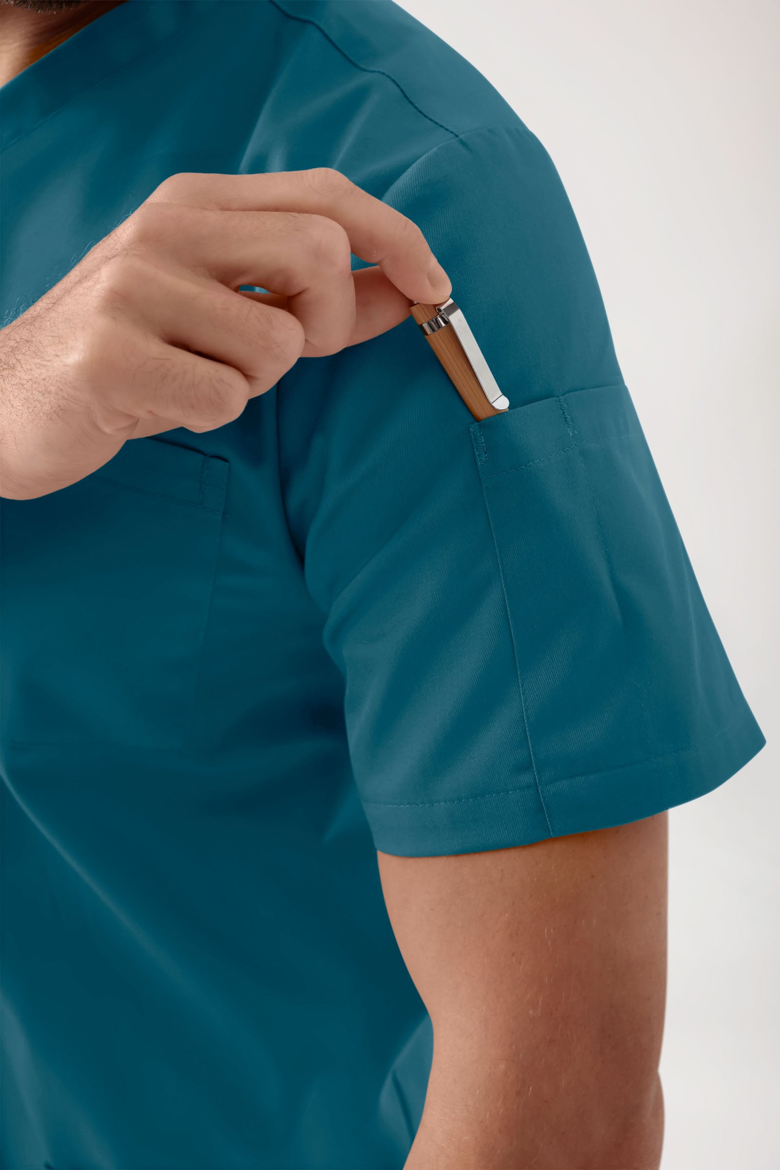 GREEN Stretch Schlupfkasack Herren - V-Ausschnitt petrol