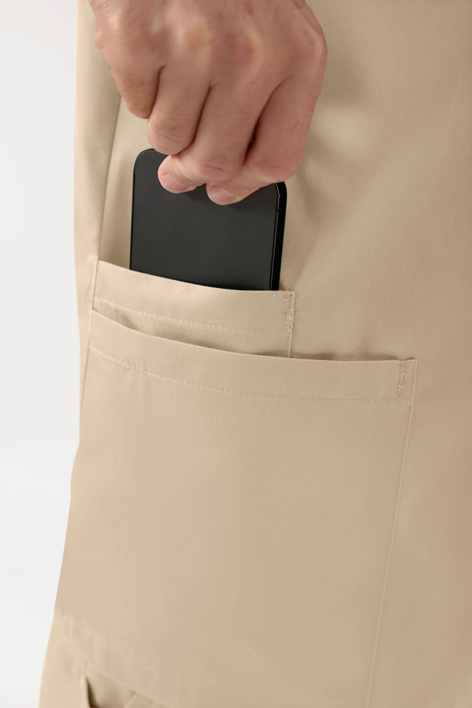 GREEN Stretch Schlupfkasack Herren - V-Ausschnitt sand