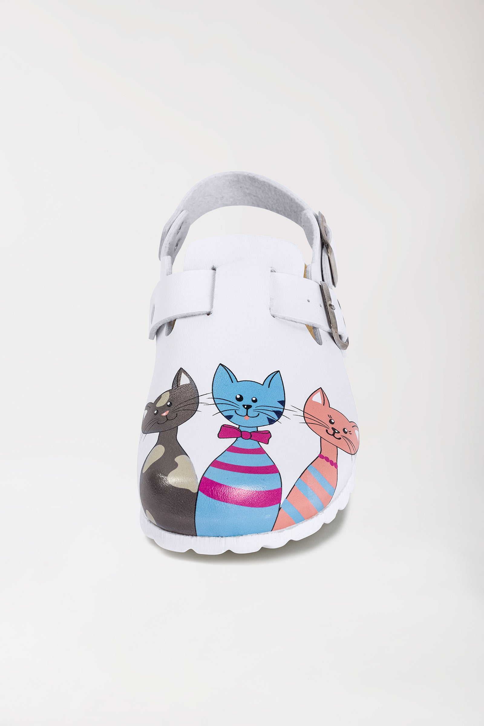 Damen Clog weiß/pfirsichrosa/blau