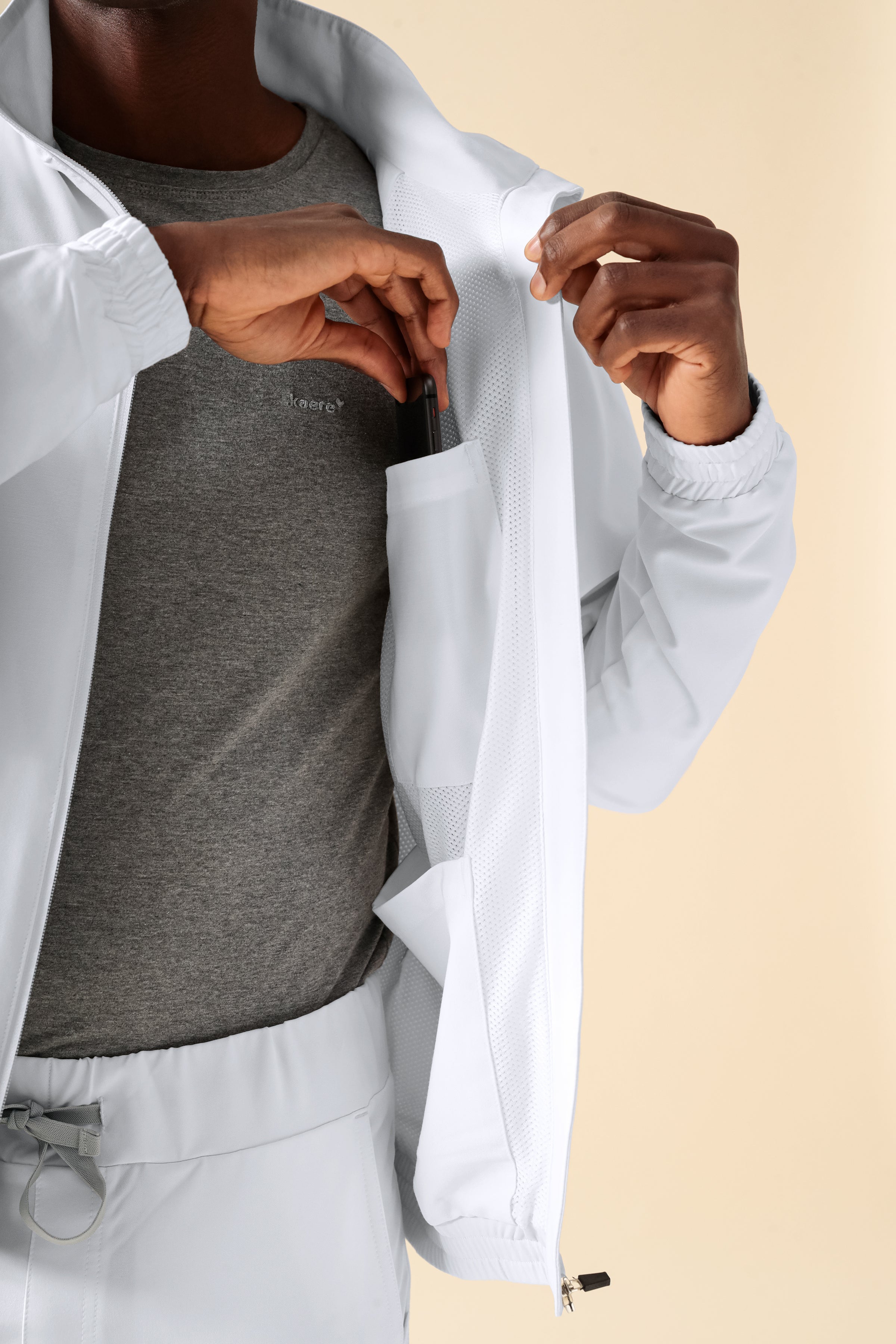 KAERE Blousonjacke Herren - mit elastischen Bündchen weiß