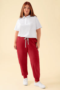 KAERE Hose Damen - Saumbündchen mit Beintaschen rot