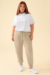 KAERE Hose Damen - Saumbündchen mit Beintaschen sand