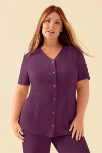 KAERE Kasack Damen - durchgeknöpft pflaume