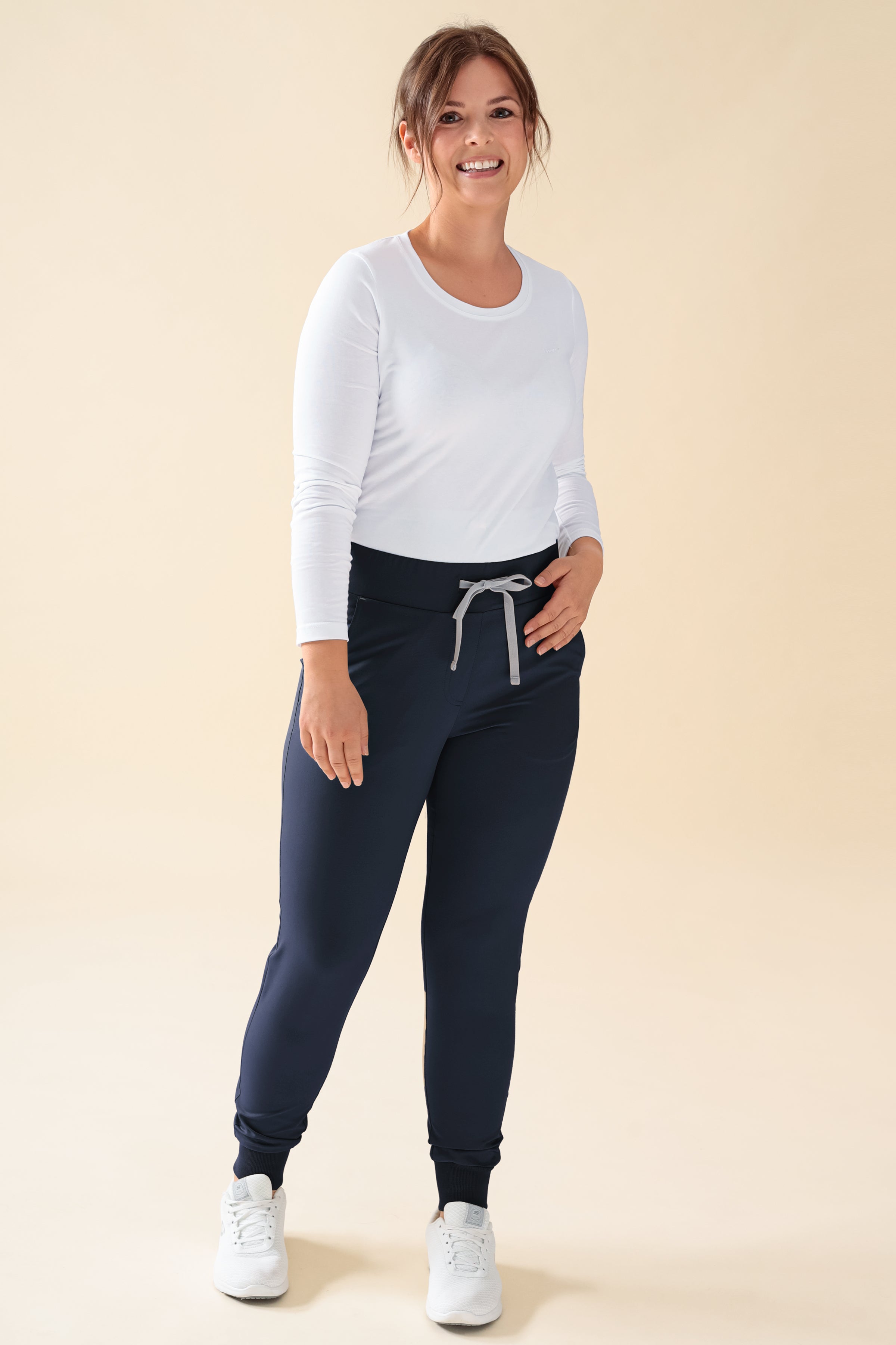 KAERE Hose Damen - Saumbündchen Kurzgr. ohne Beintaschen navy, Vorderansicht 