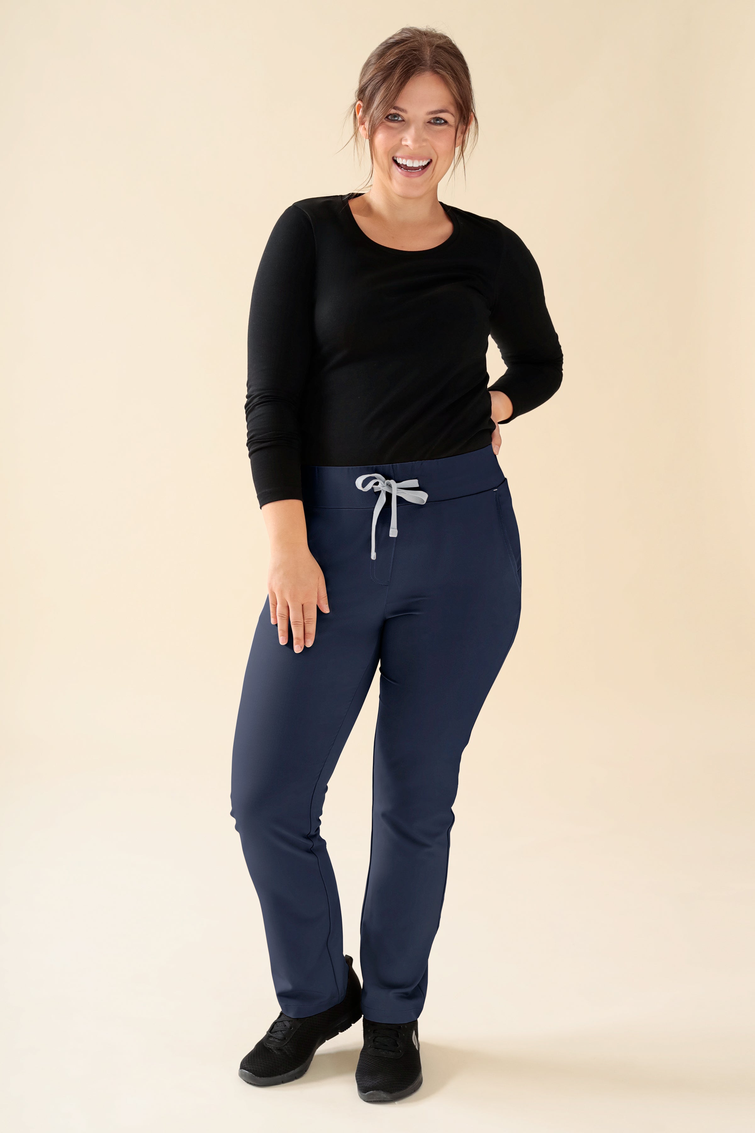 KAERE Hose Damen - gerader Saum Kurzgr. ohne Beintaschen navy, Vorderansicht 