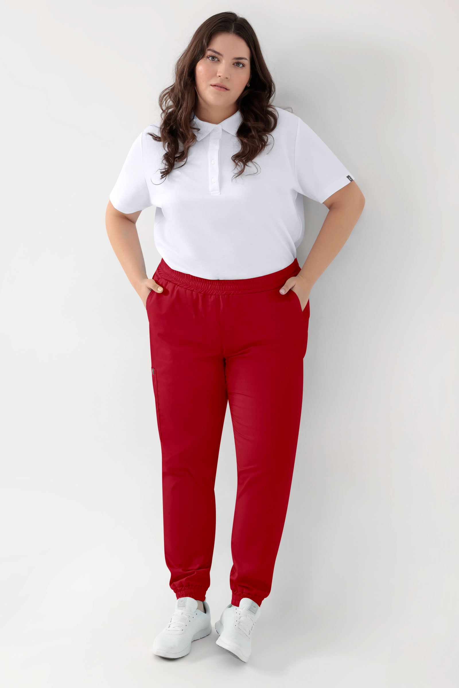 GREEN Stretch Hose Damen - Jogpants Style rot, Vorderansicht 
