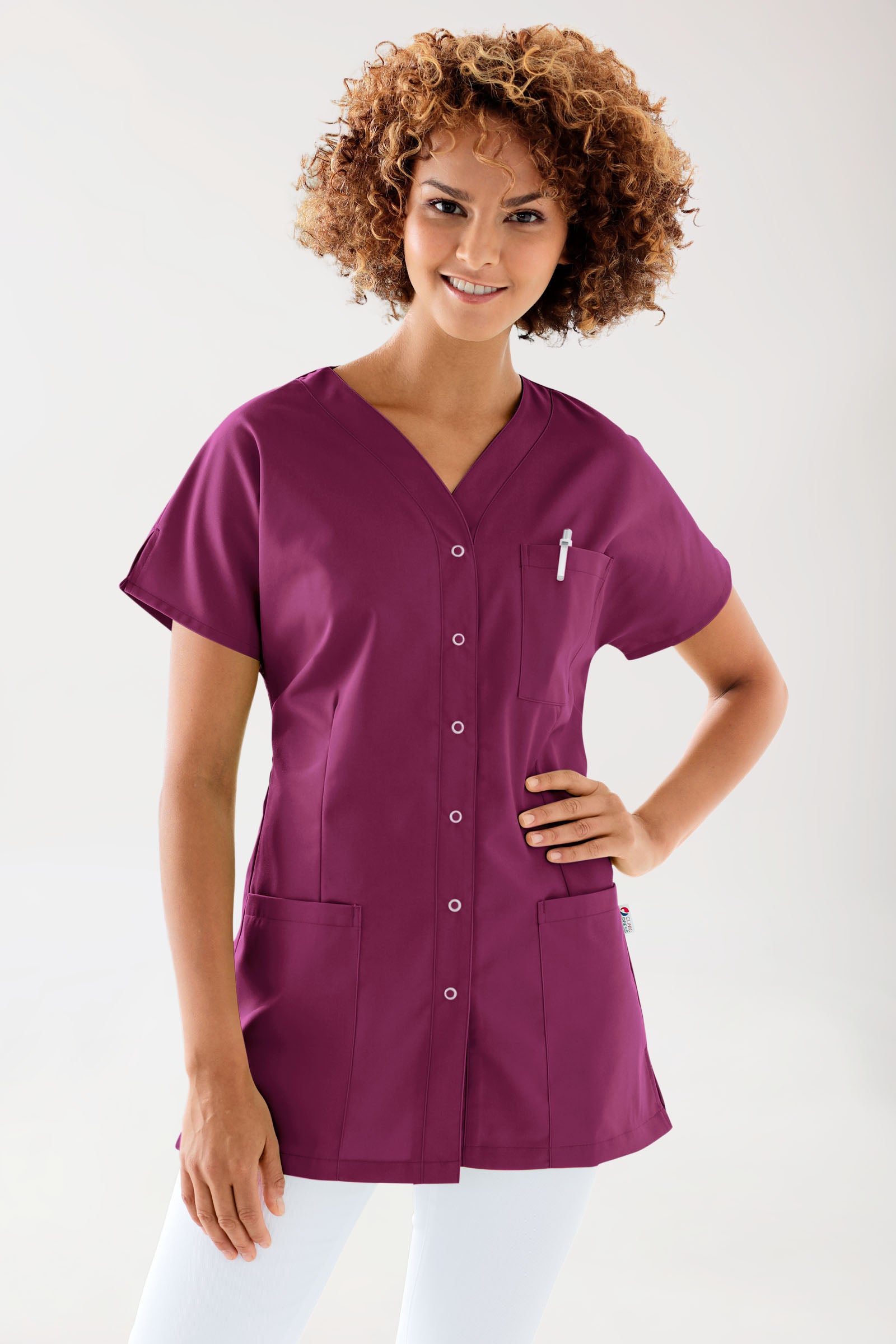 JUST STRONG Kasack Damen - durchgeknöpft berry