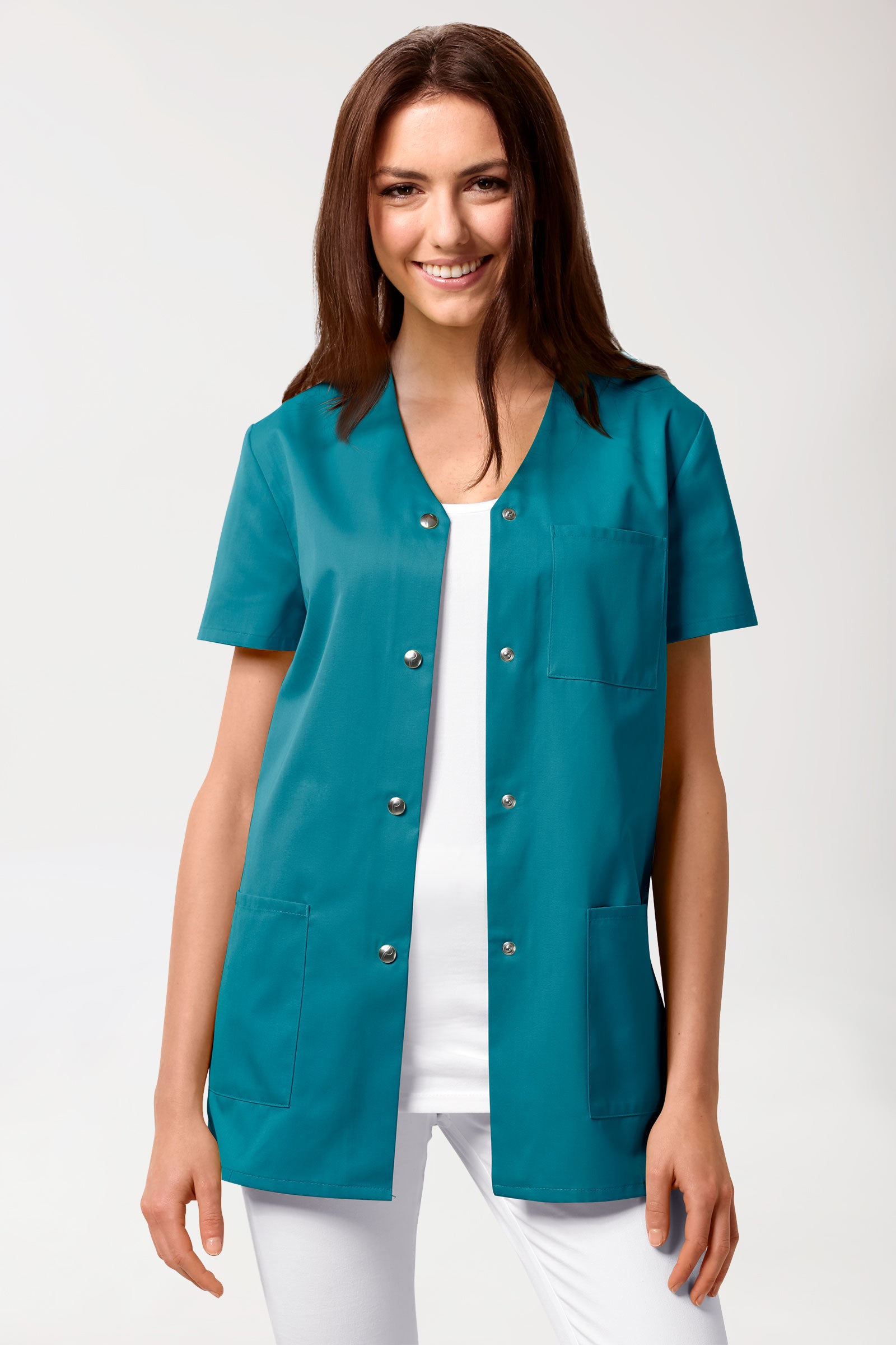 Beauty Kasack Damen - durchgeknöpft petrol