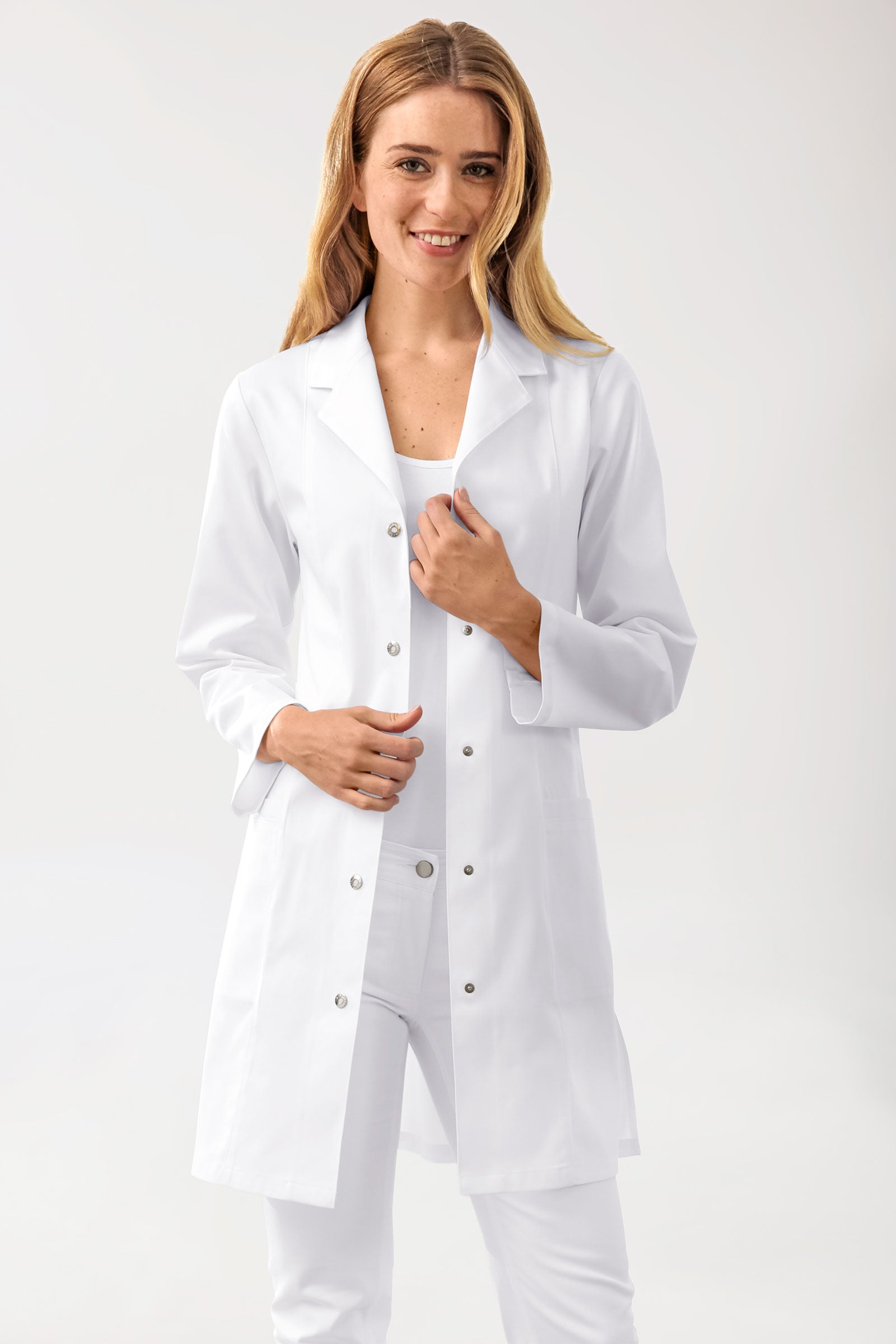 Kurzmantel Damen - Reverskragen weiß, Vorderansicht 