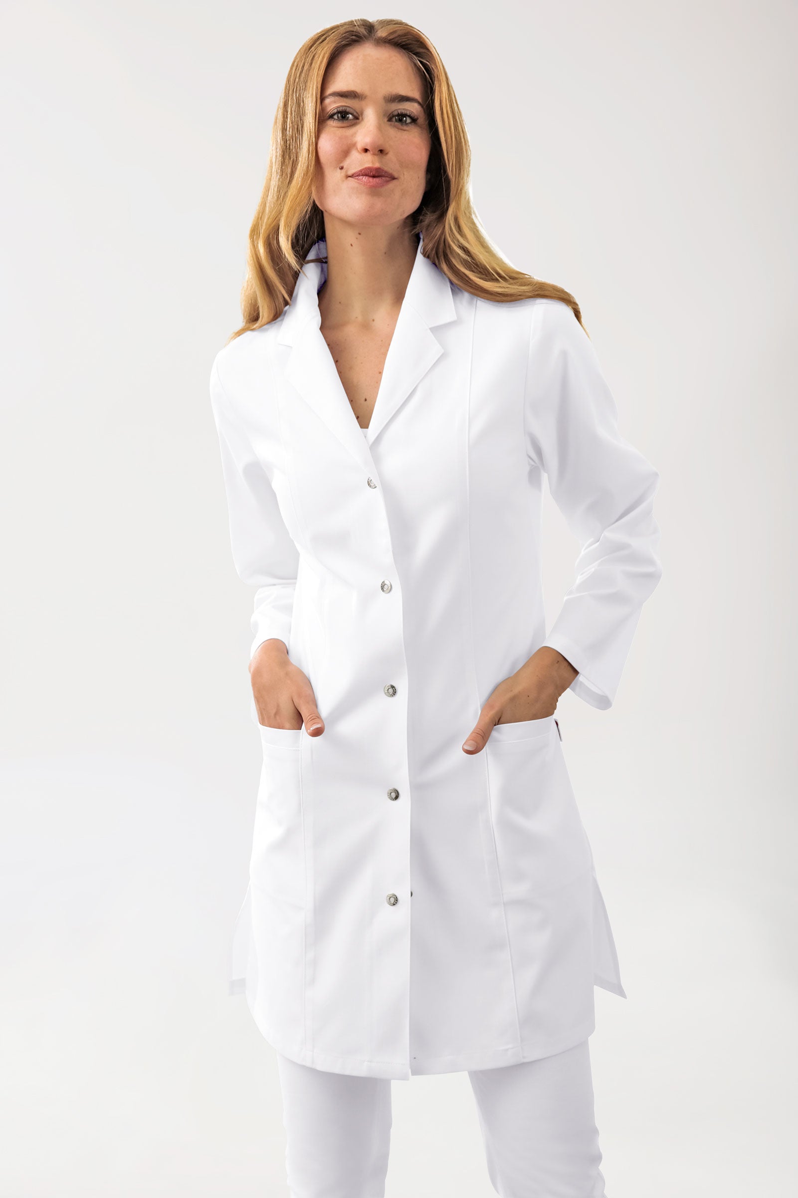 Kurzmantel Damen - Reverskragen weiß, Vorderansicht 