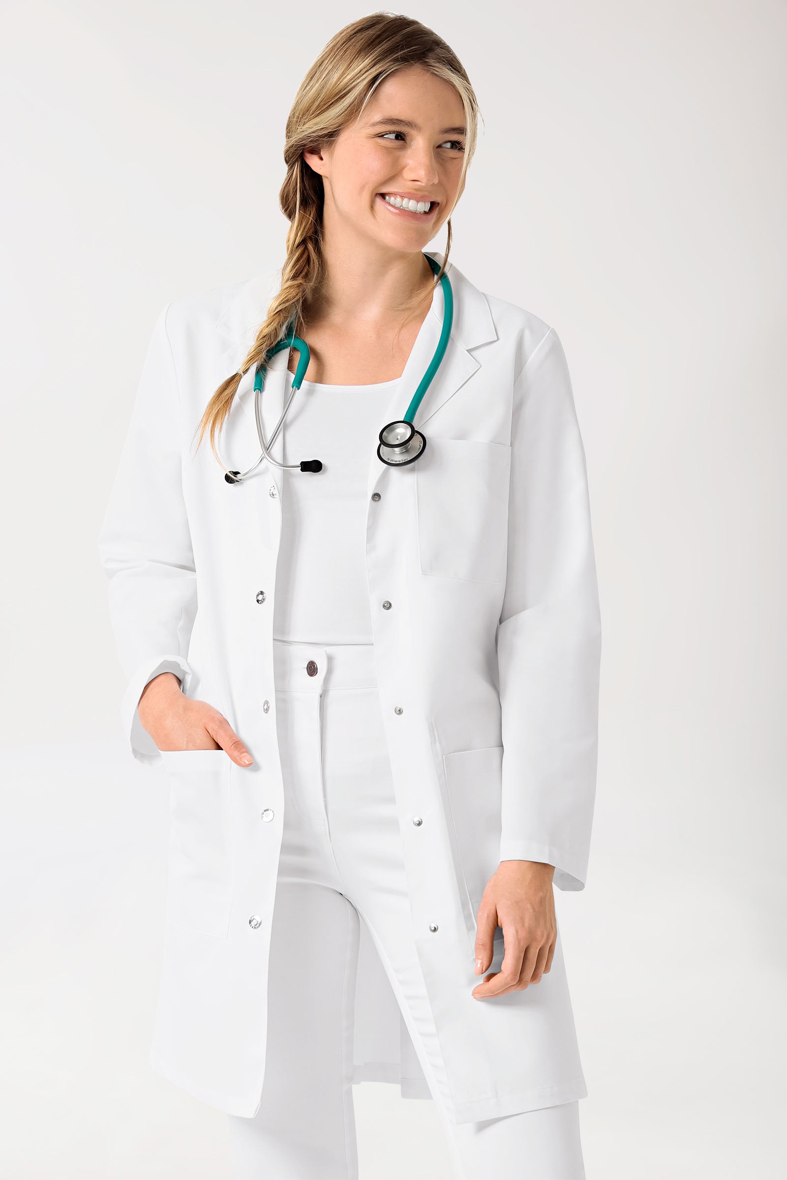 Mantel Damen - Reverskragen weiß