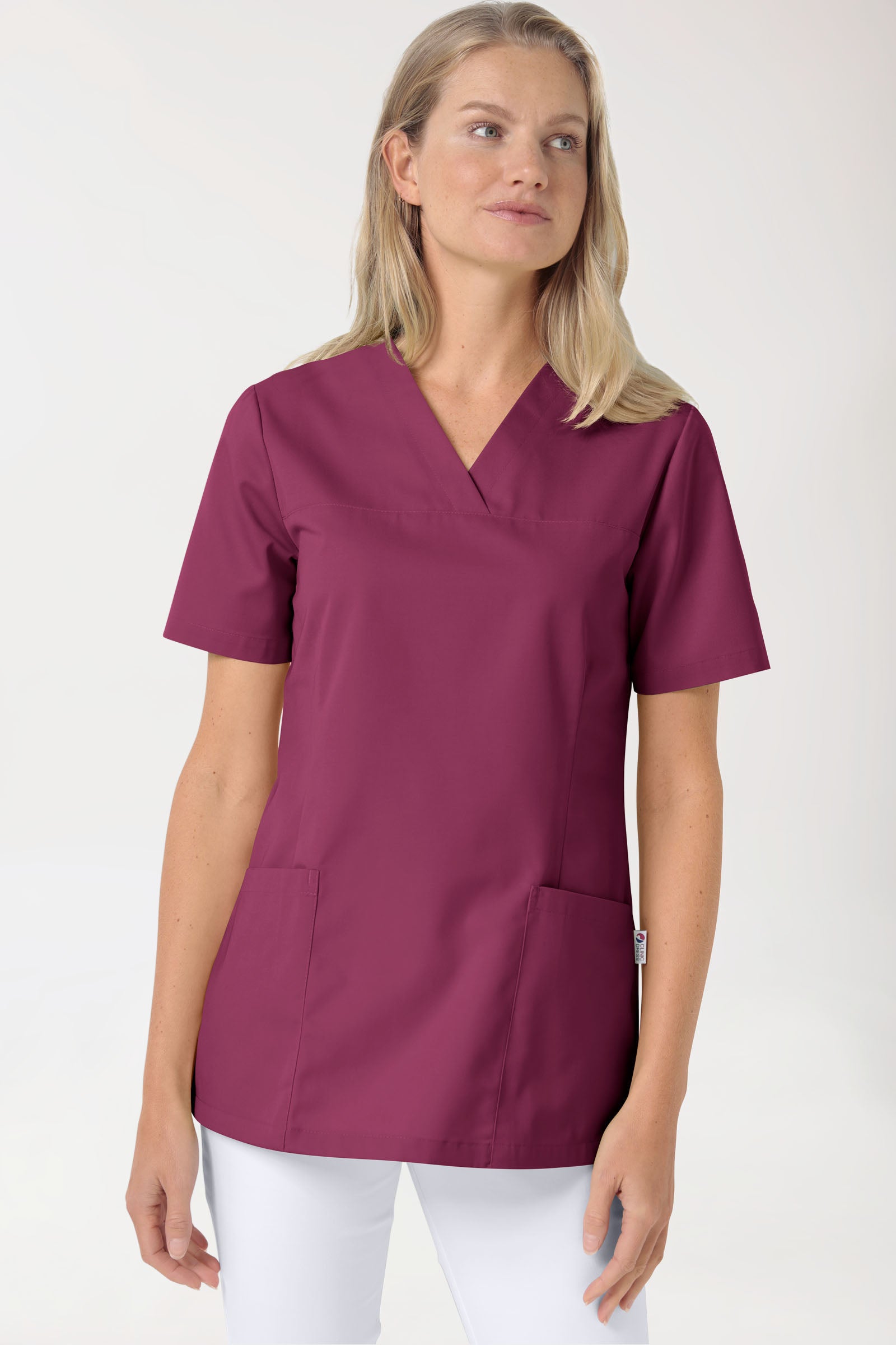 JUST STRONG Schlupfkasack Damen - V-Ausschnitt berry