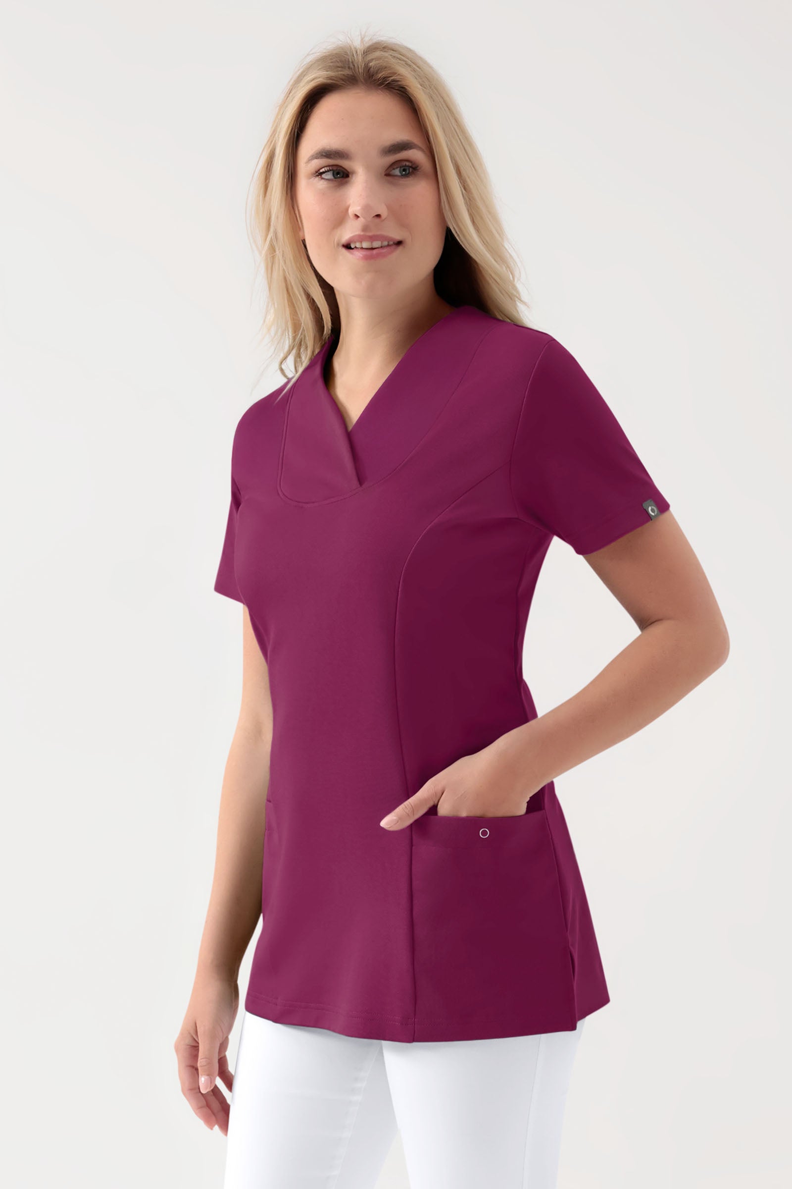 COMFY FLEX Stretch Schlupfkasack Damen - Herzausschnitt berry, Vorderansicht 