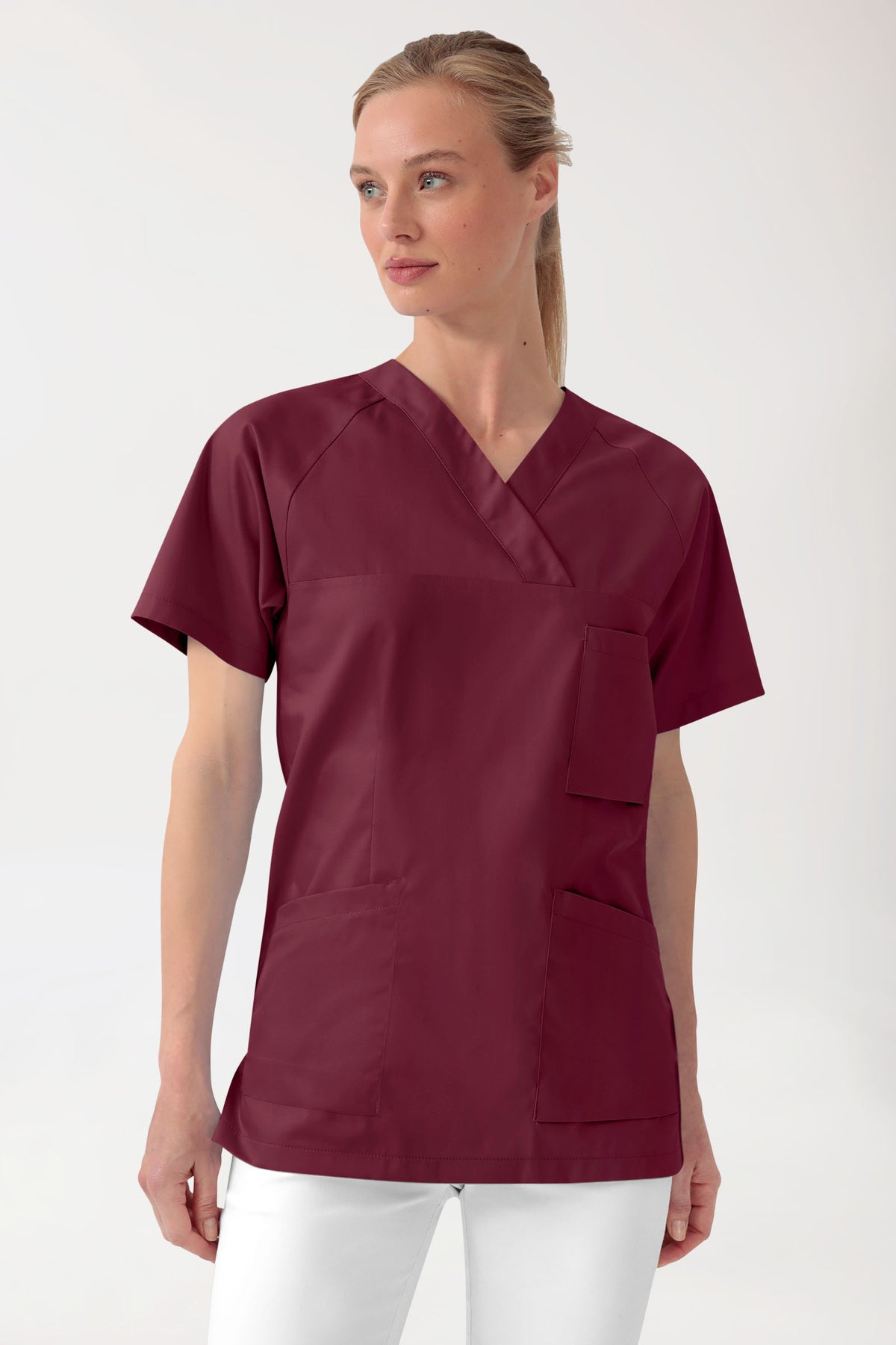 DER Kasack-Kasack Damen - V-Ausschnitt bordeaux
