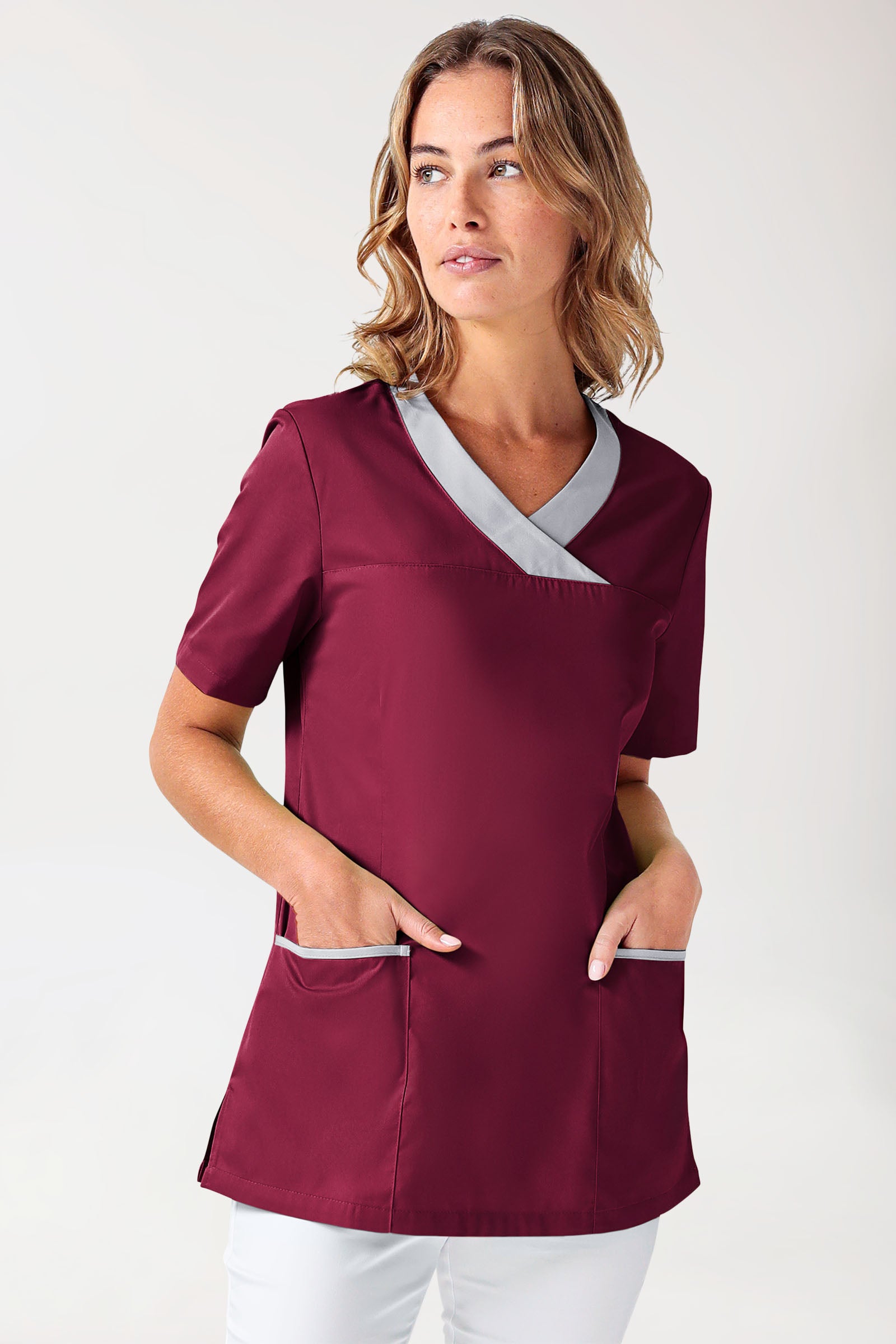 CORE Schlupfkasack Damen bordeaux/grau, Vorderansicht 