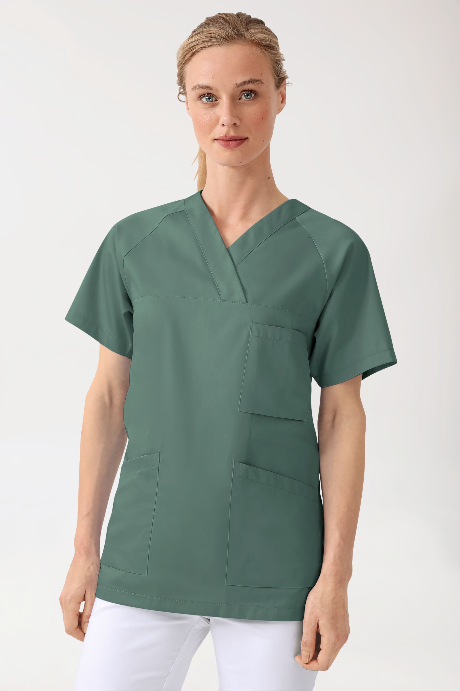 CORE Schlupfkasack Damen - V-Ausschnitt dunkelgrün