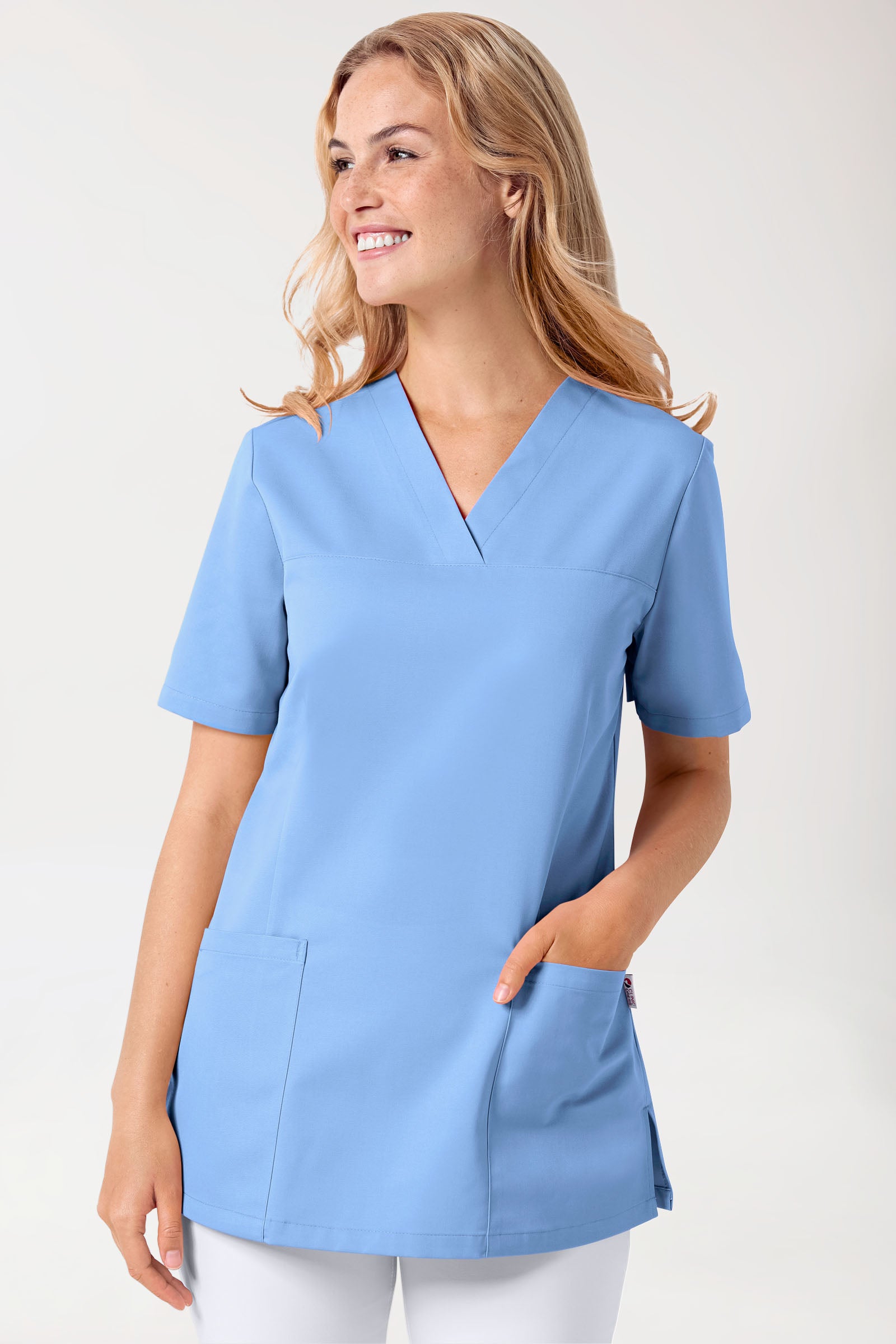 JUST STRONG Schlupfkasack Damen - V-Ausschnitt himmelblau