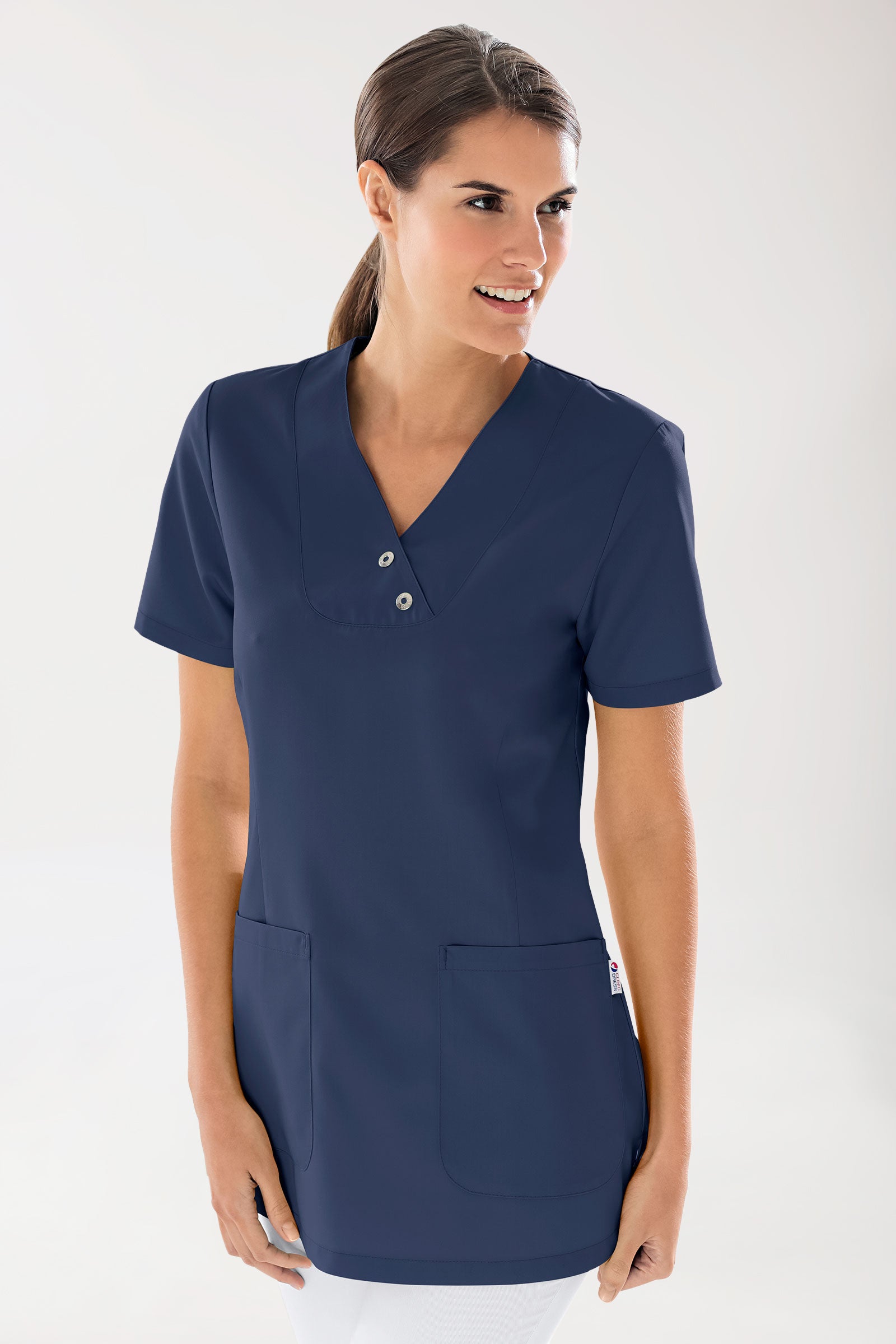 GREEN Schlupfkasack Damen - Druckknöpfe navy, Vorderansicht 