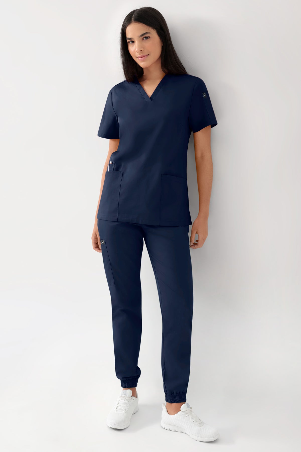 GREEN Stretch Schlupfkasack Damen - V-Ausschnitt navy