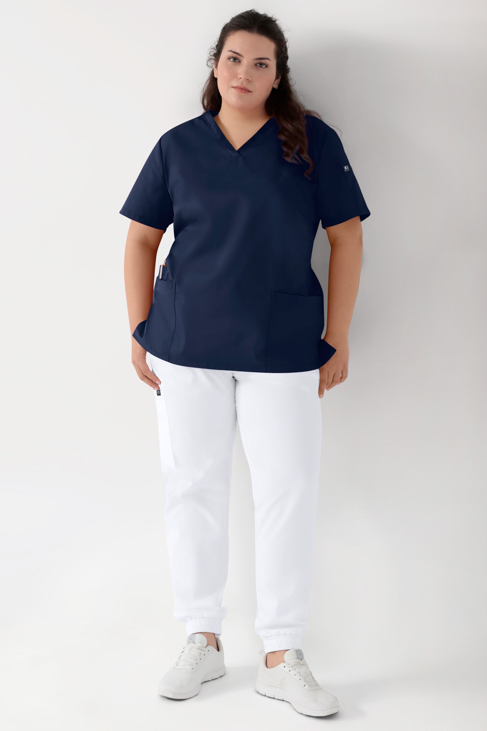 GREEN Stretch Schlupfkasack Damen - V-Ausschnitt navy