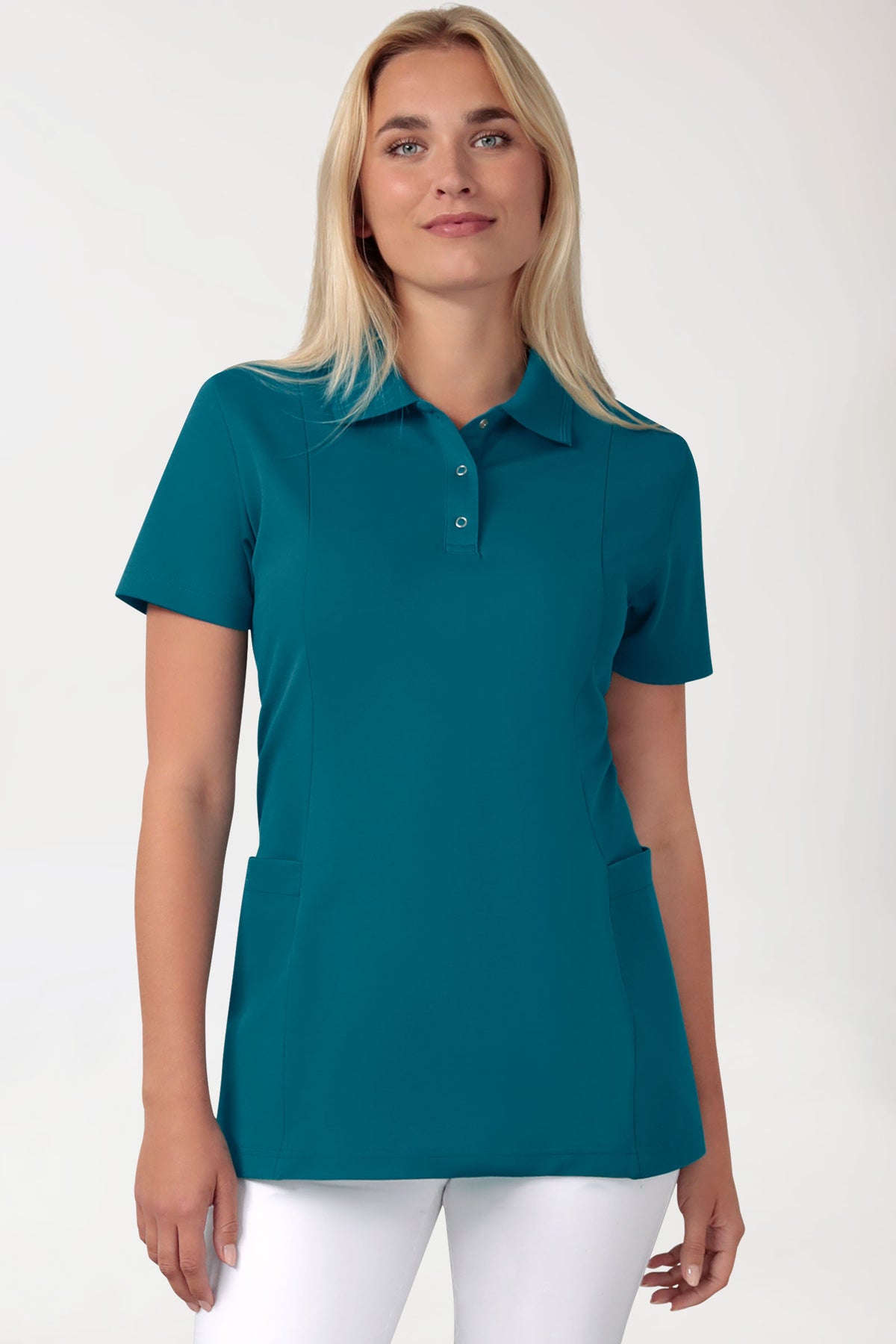 COMFY FLEX Stretch Schlupfkasack Damen - Polokragen petrol