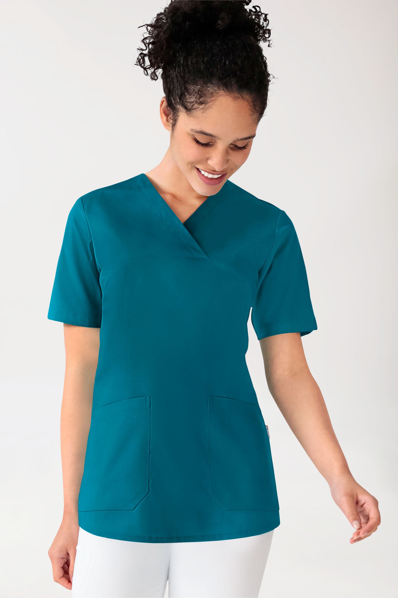 Stretch Schlupfkasack Damen - V-Ausschnitt petrol