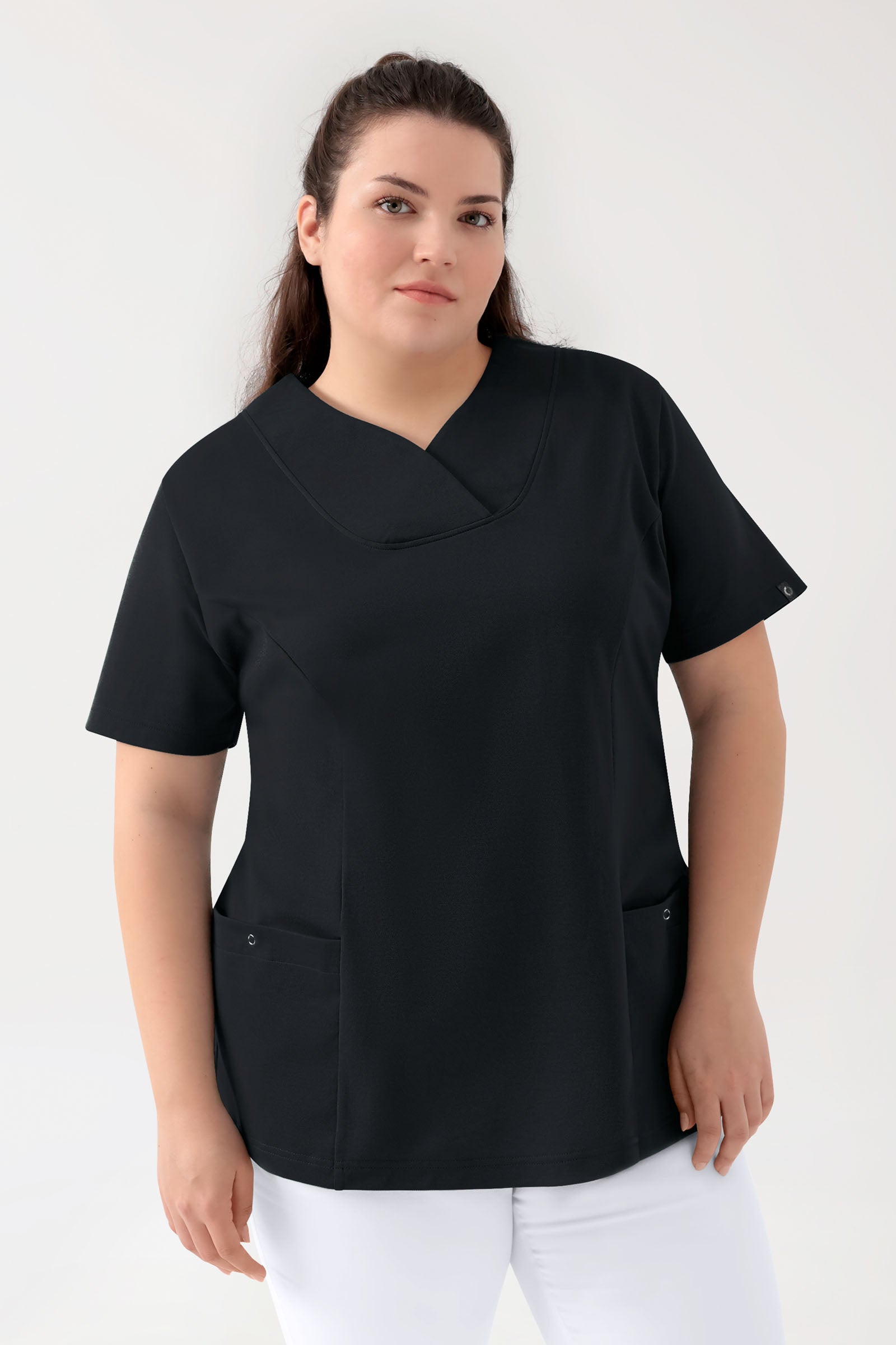 COMFY FLEX Stretch Schlupfkasack Damen - Herzausschnitt schwarz