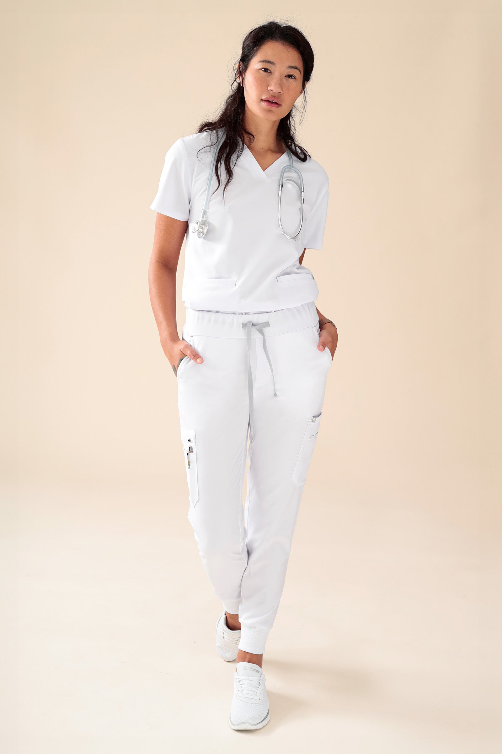 KAERE Schlupfkasack Damen - 3er Pack - V-Ausschnitt weiß