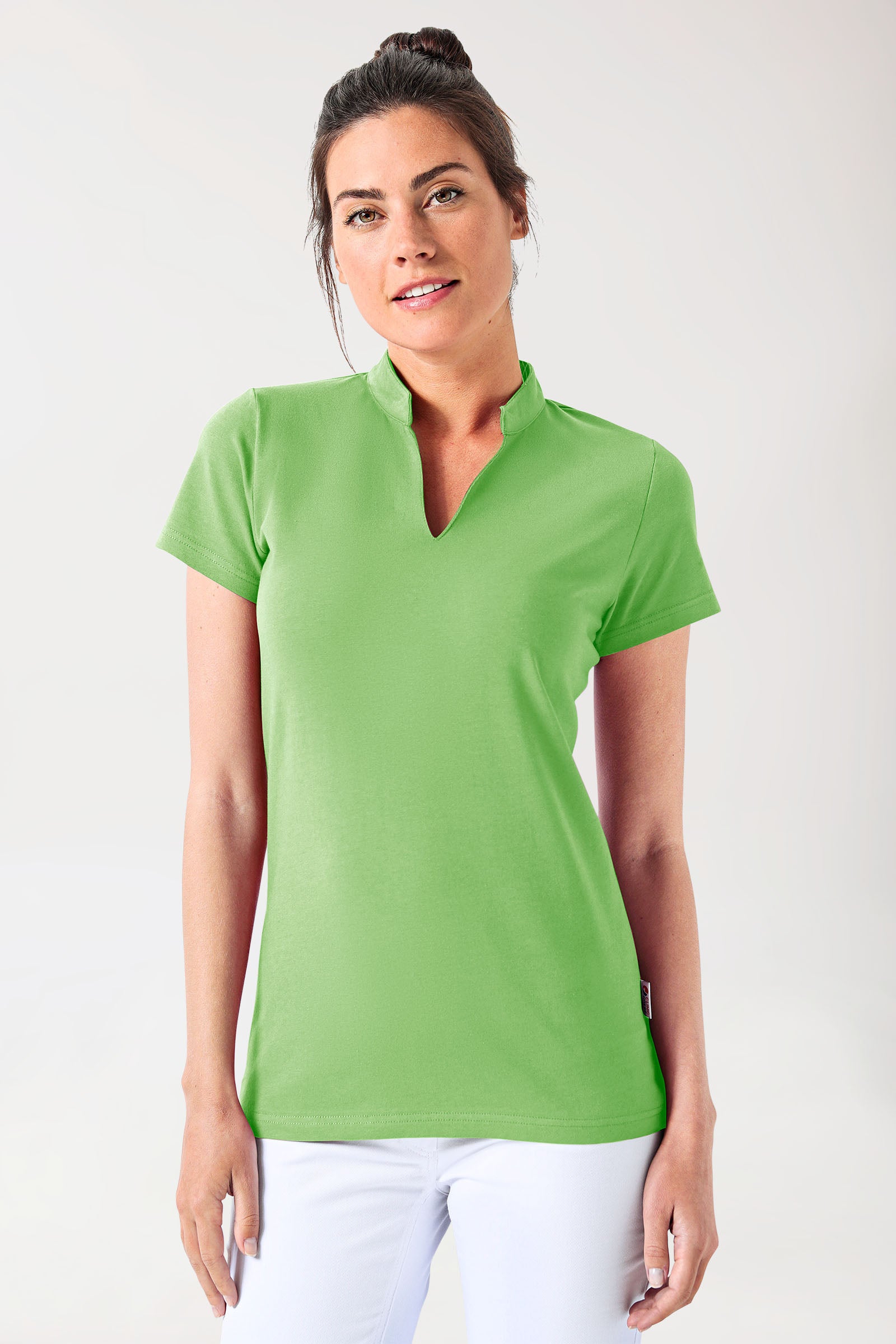 Stretch Shirt Damen - Stehkragen apfelgrün