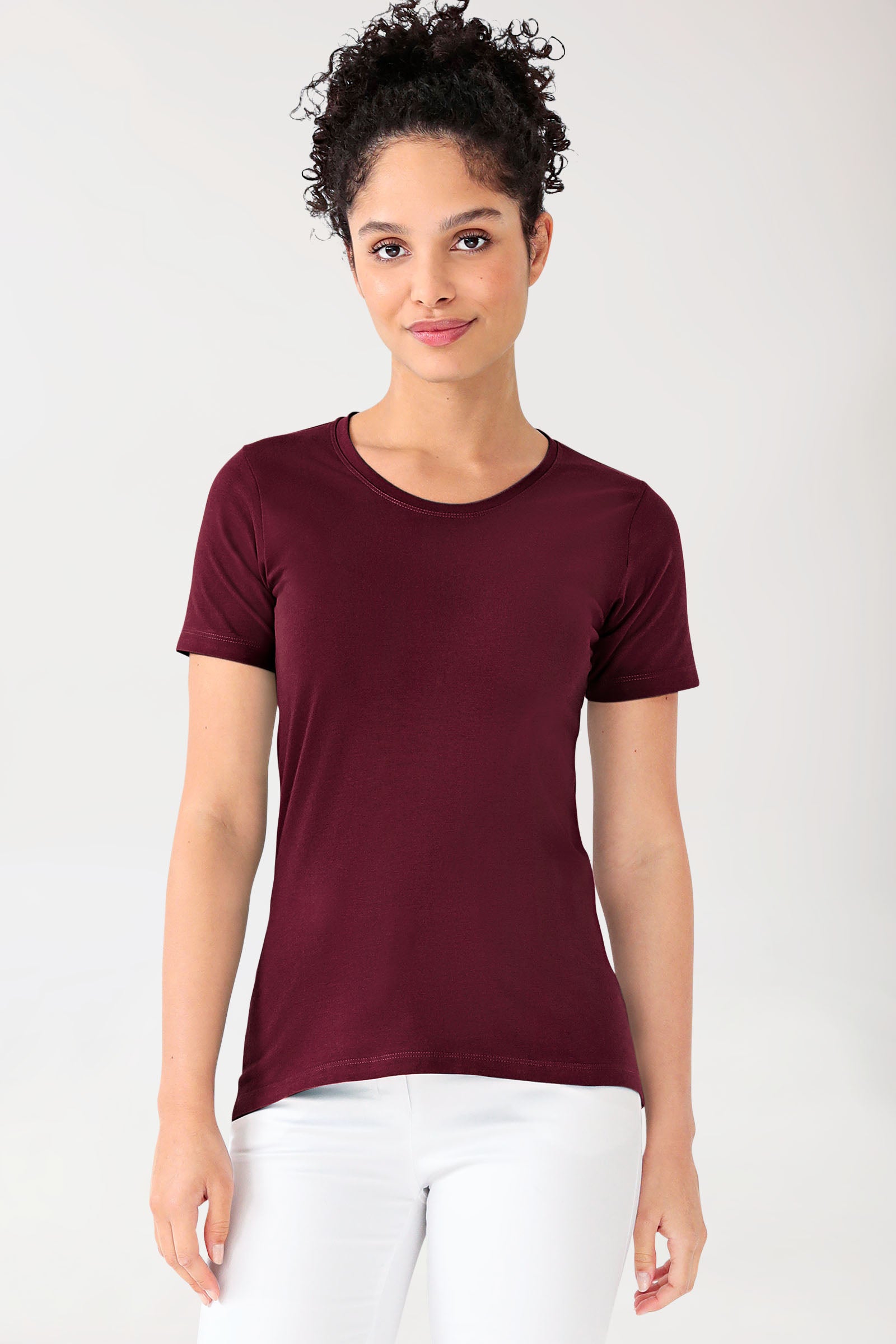 CORE Shirt Damen - Rundhals bordeaux, Vorderansicht 