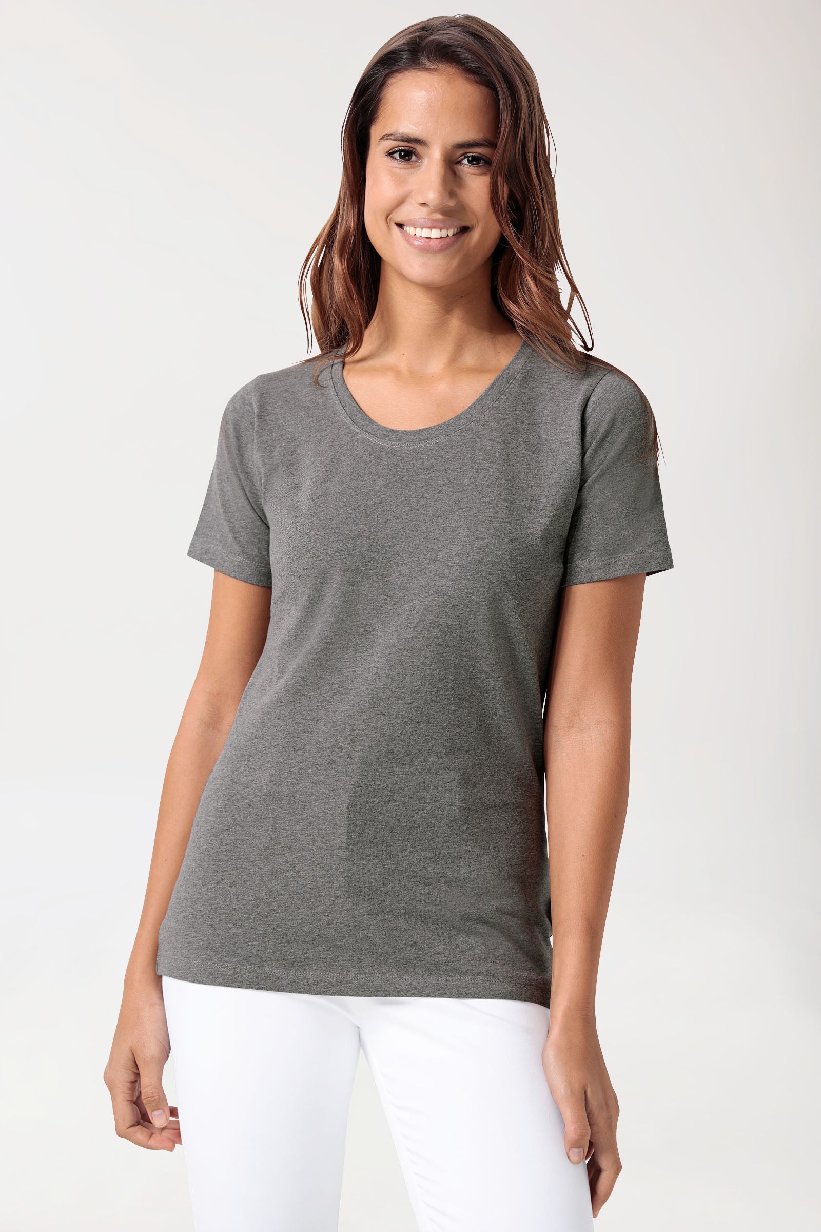 CORE Shirt Damen - Rundhals dunkelgrau melange