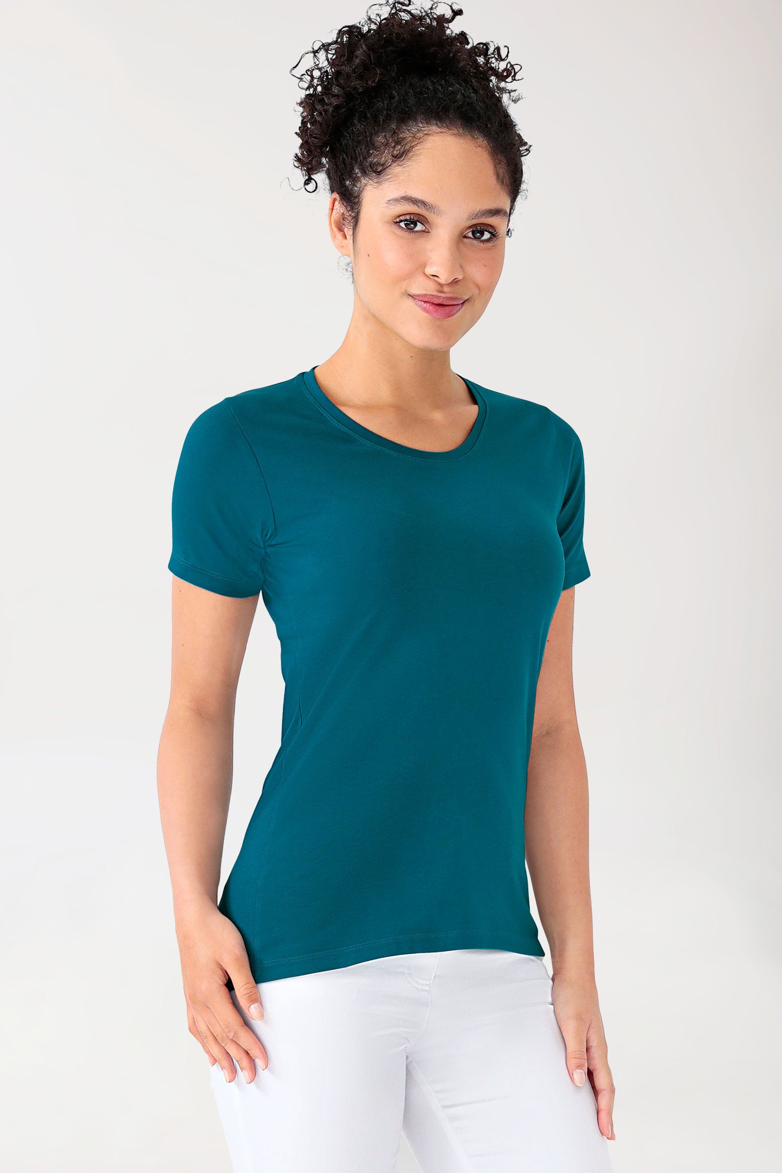 CORE Shirt Damen - Rundhals petrol, Vorderansicht 