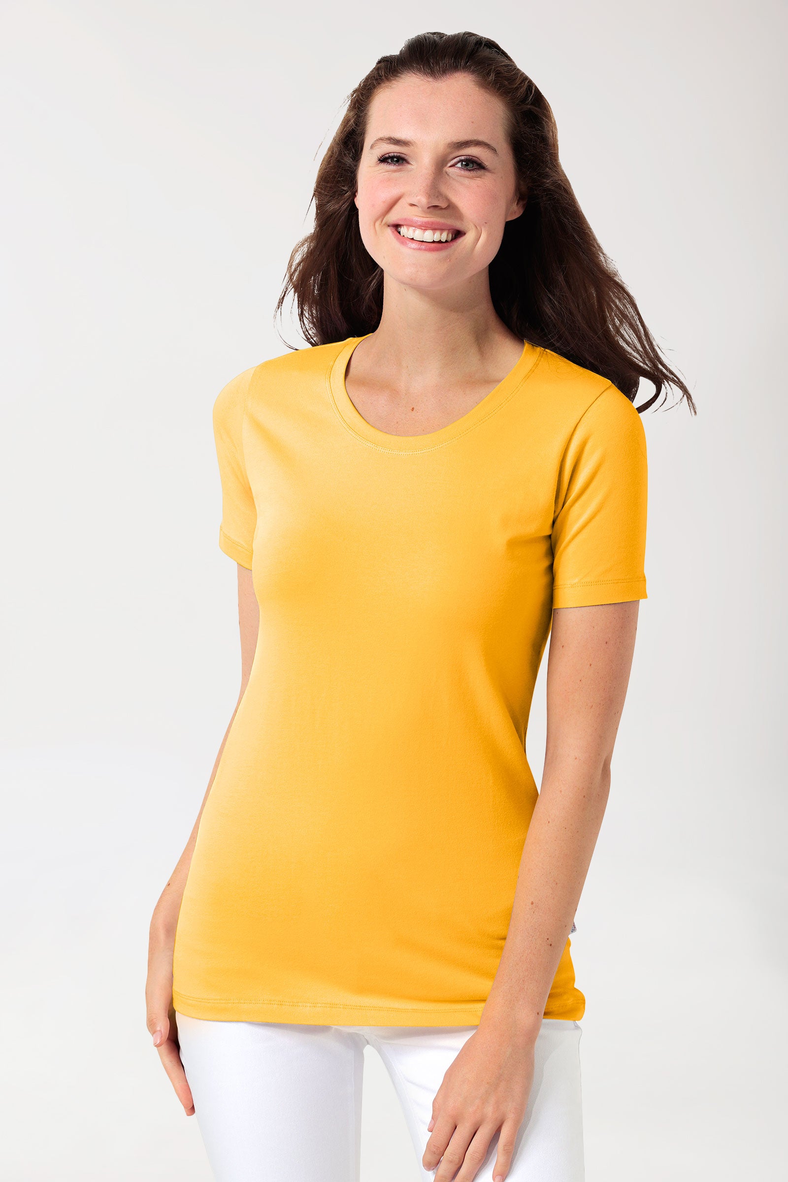 CORE Shirt Damen - Rundhals sonnengelb, Vorderansicht 