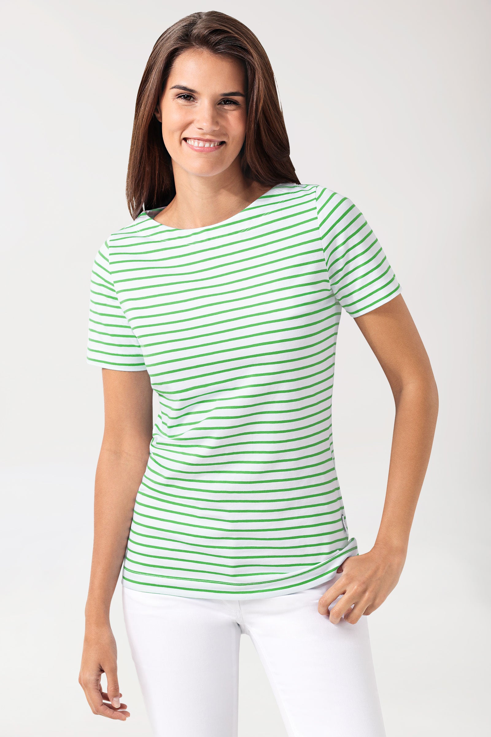 Shirt Damen - 1/2 Arm weiß/apfelgrün