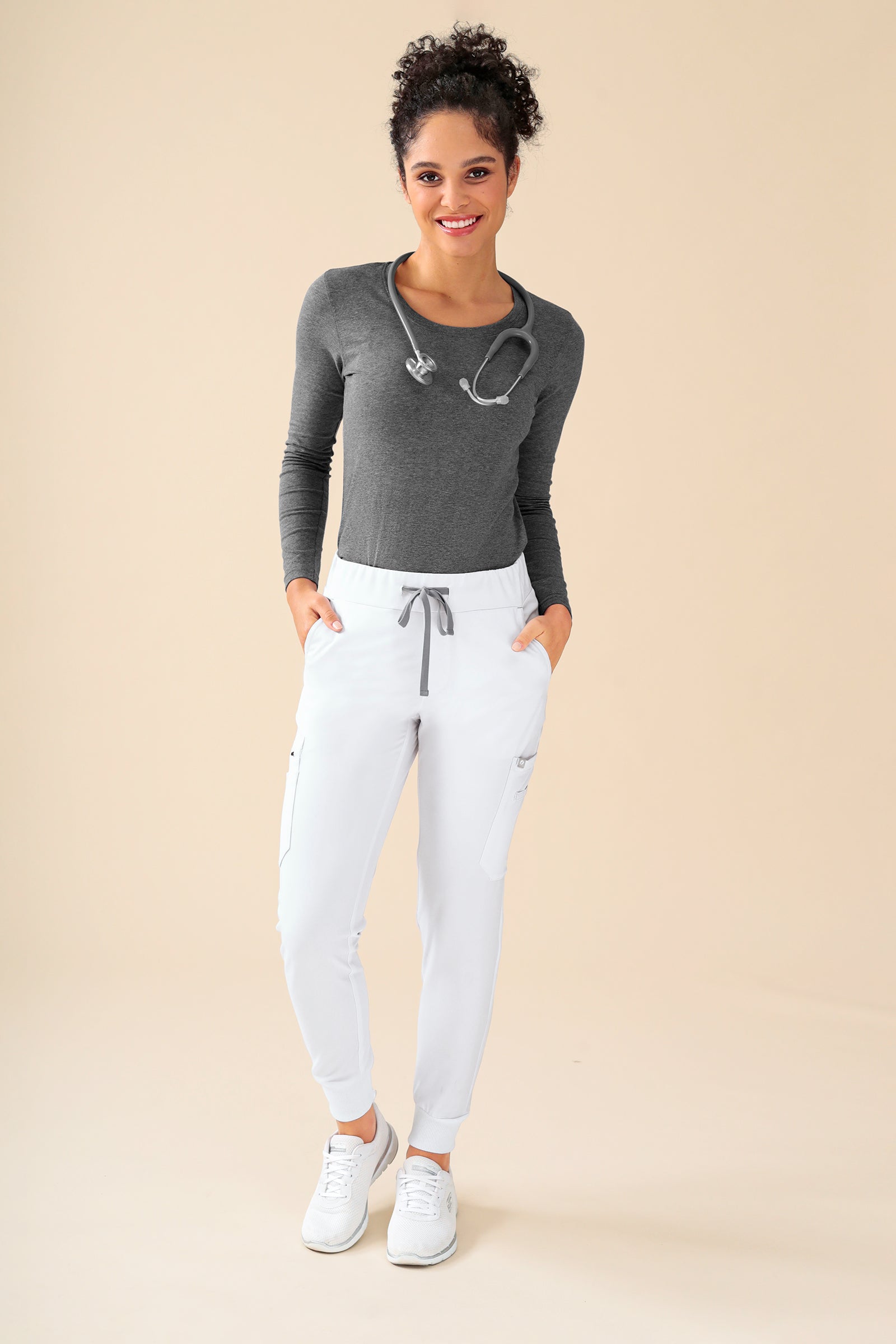 KAERE Shirt Damen - Longsleeve dunkelgrau melange, Vorderansicht 