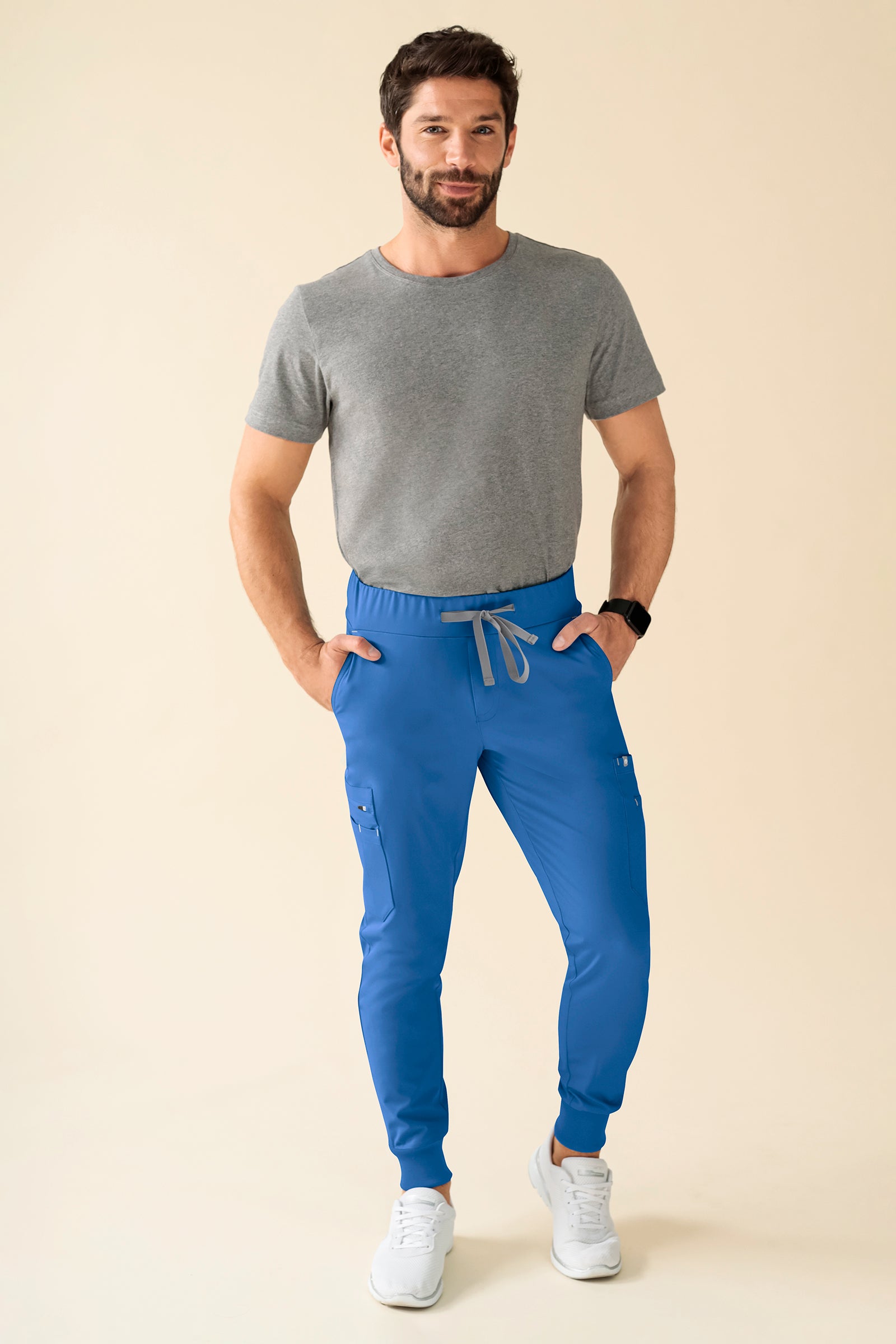KAERE Hose Herren - Saumbündchen Kurzgr. mit Beintaschen blau, Vorderansicht 