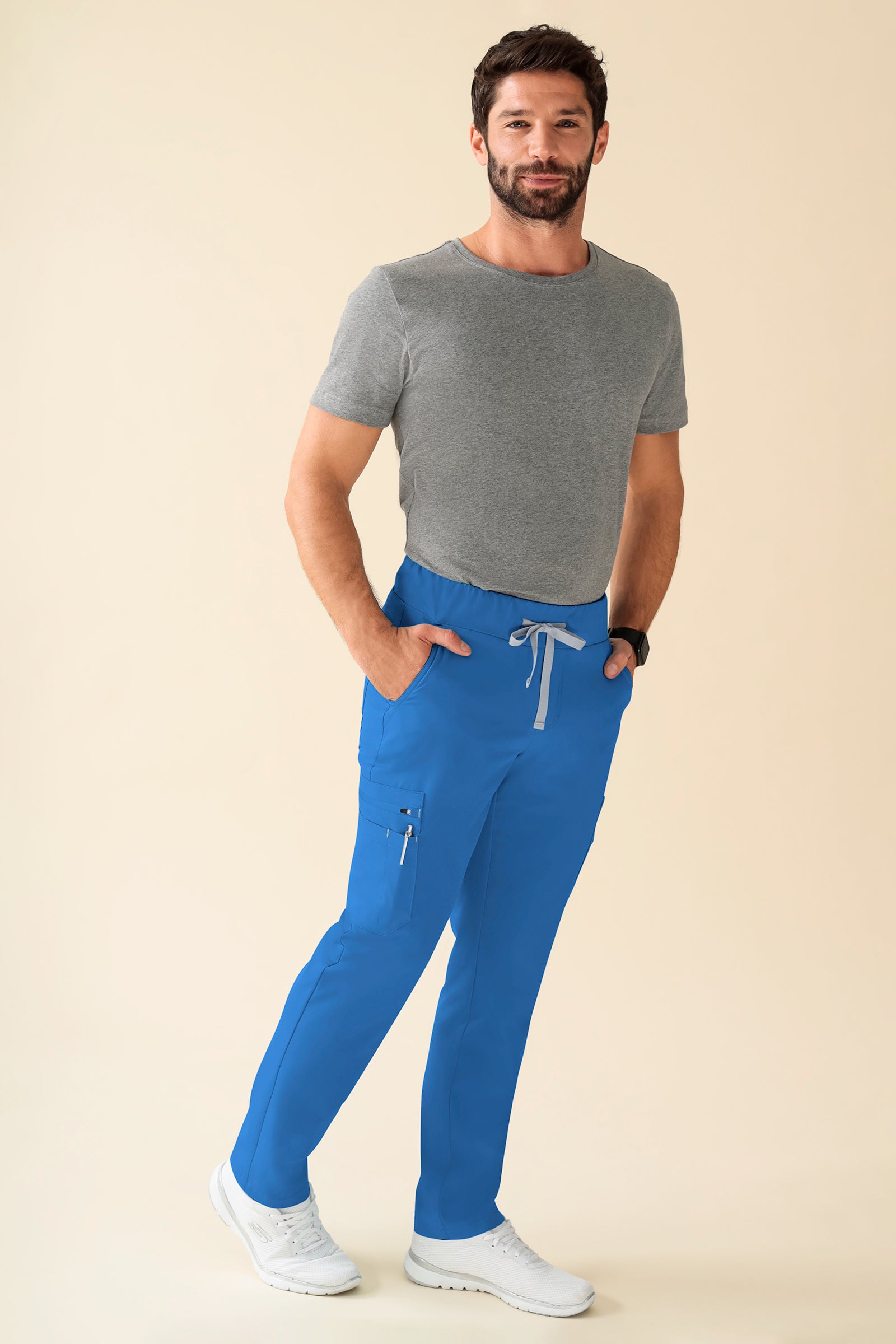 KAERE Hose Herren - gerader Saum Kurzgr. mit Beintaschen blau, Vorderansicht 