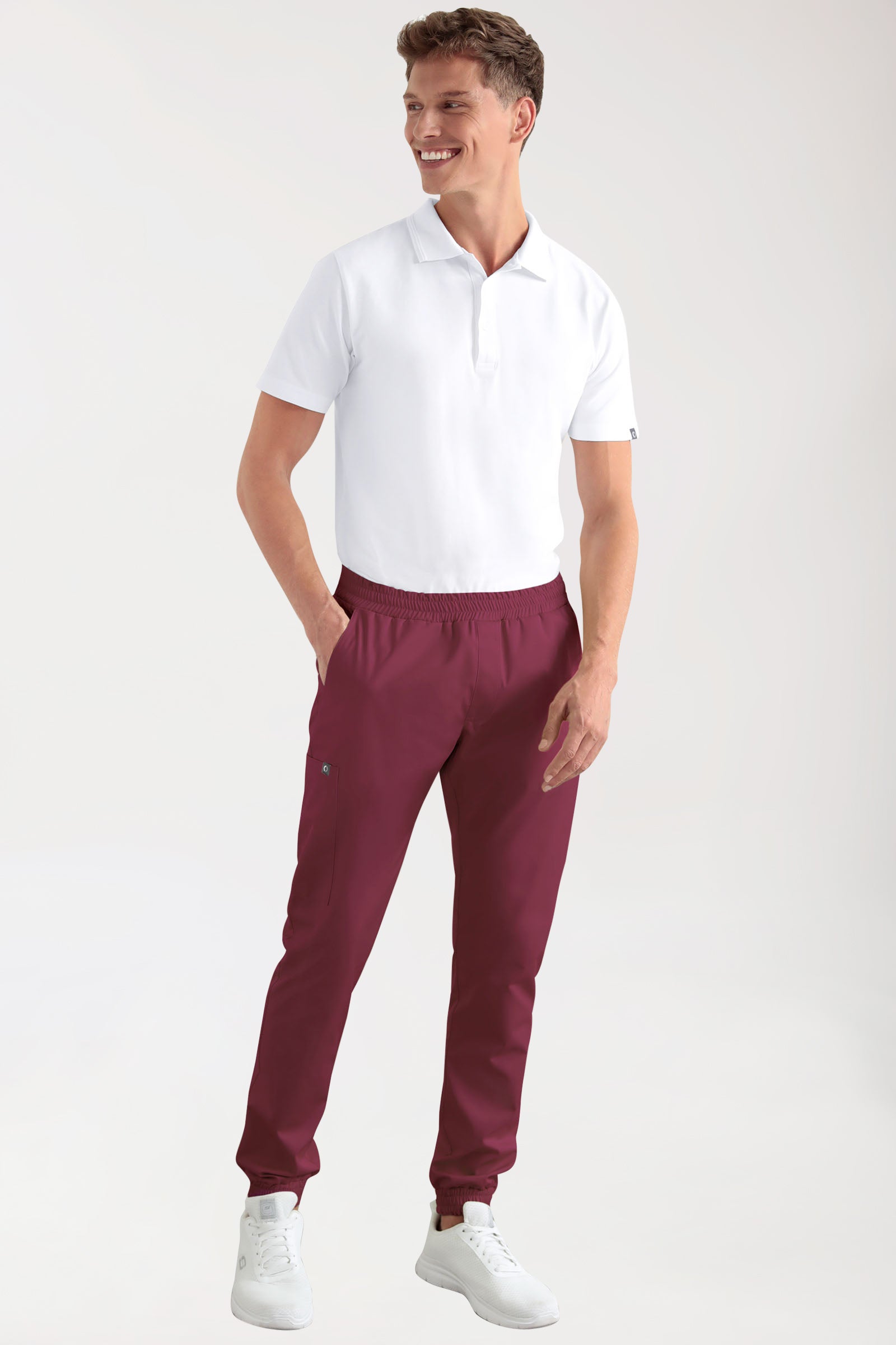 CORE Cargohose Herren - Jogpants Style bordeaux, Vorderansicht 
