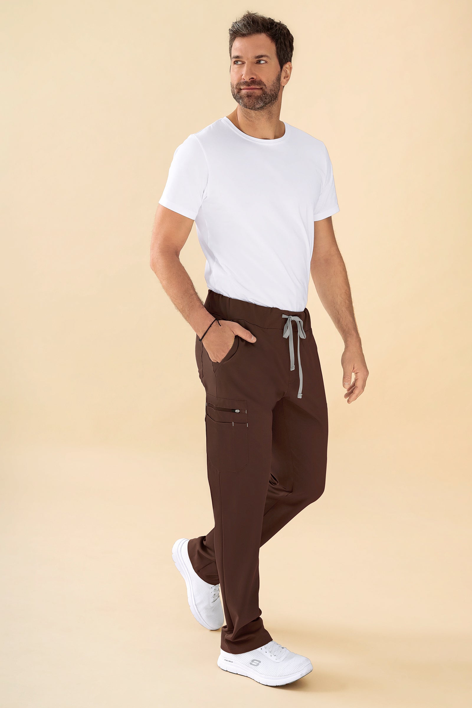 KAERE Hose Herren - gerader Saum mit Beintaschen coffee, Vorderansicht 
