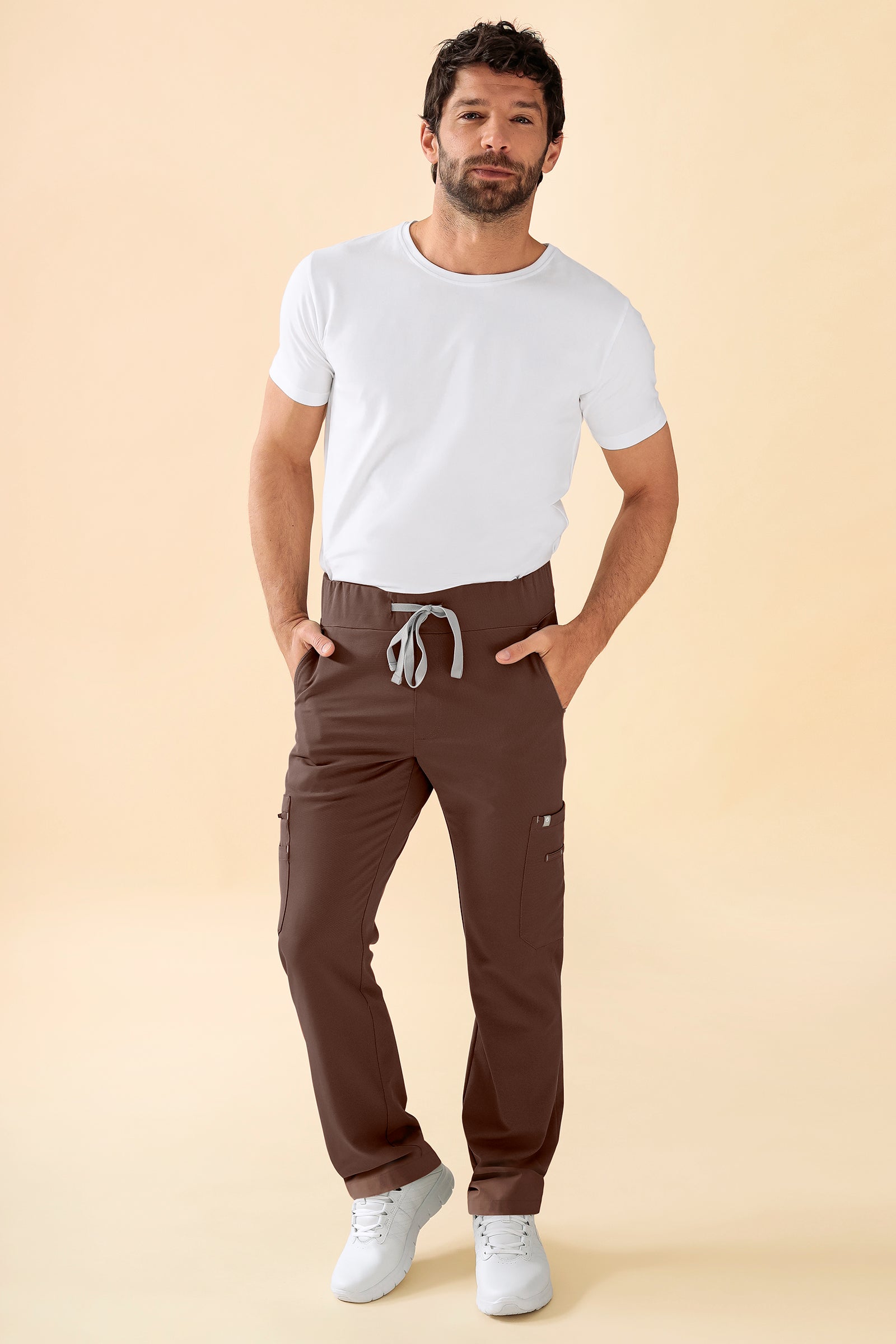 KAERE Hose Herren - gerader Saum Kurzgr. mit Beintaschen coffee, Vorderansicht 