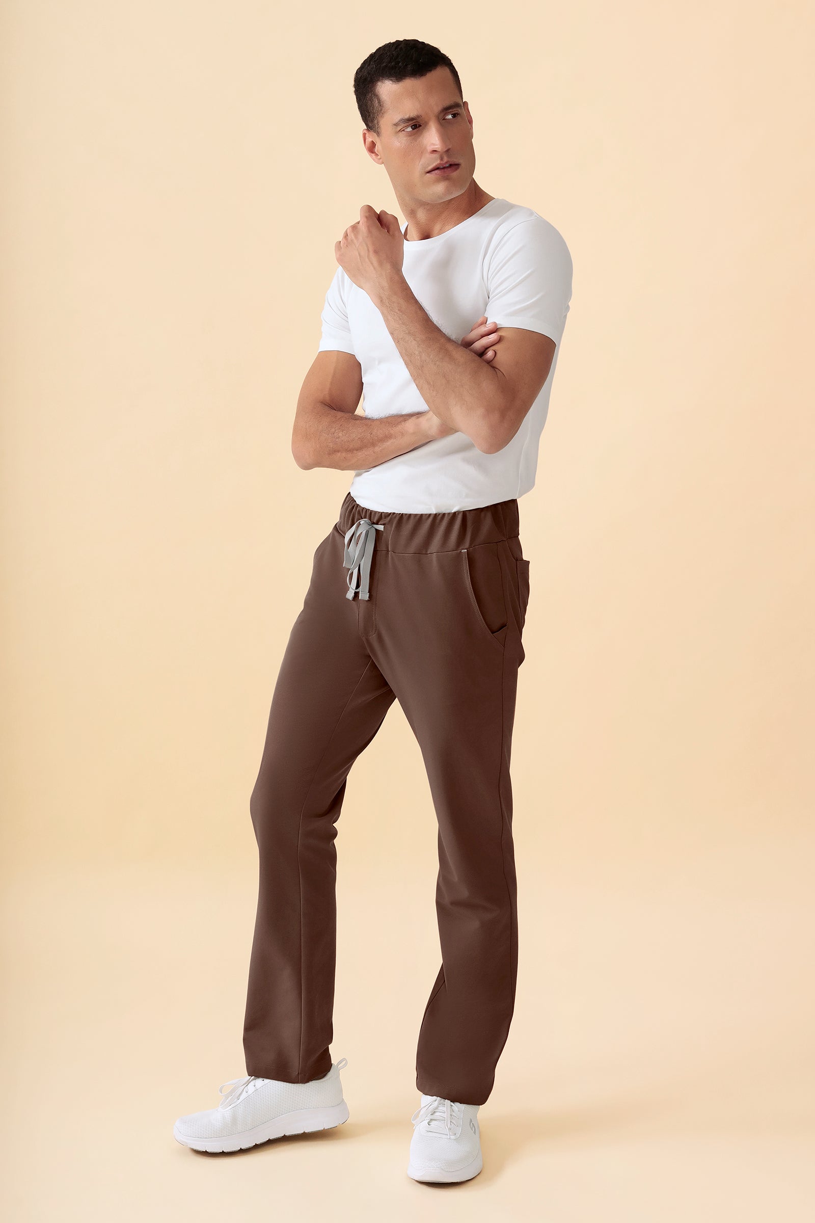 KAERE Hose Herren - gerader Saum ohne Beintaschen coffee, Vorderansicht 