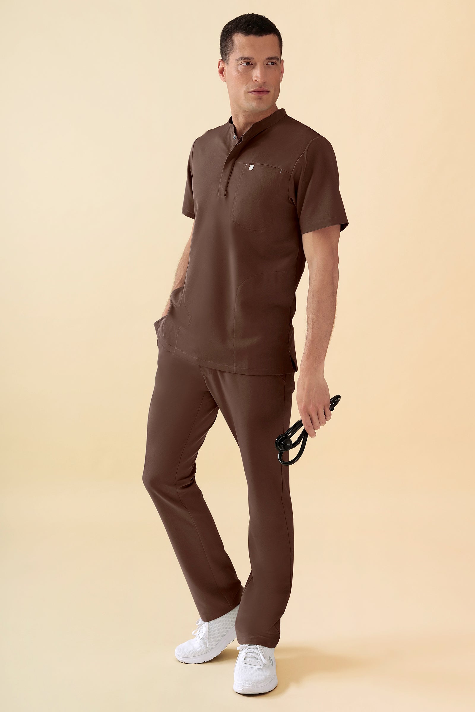 KAERE Hose Herren - gerader Saum ohne Beintaschen coffee, Vorderansicht 