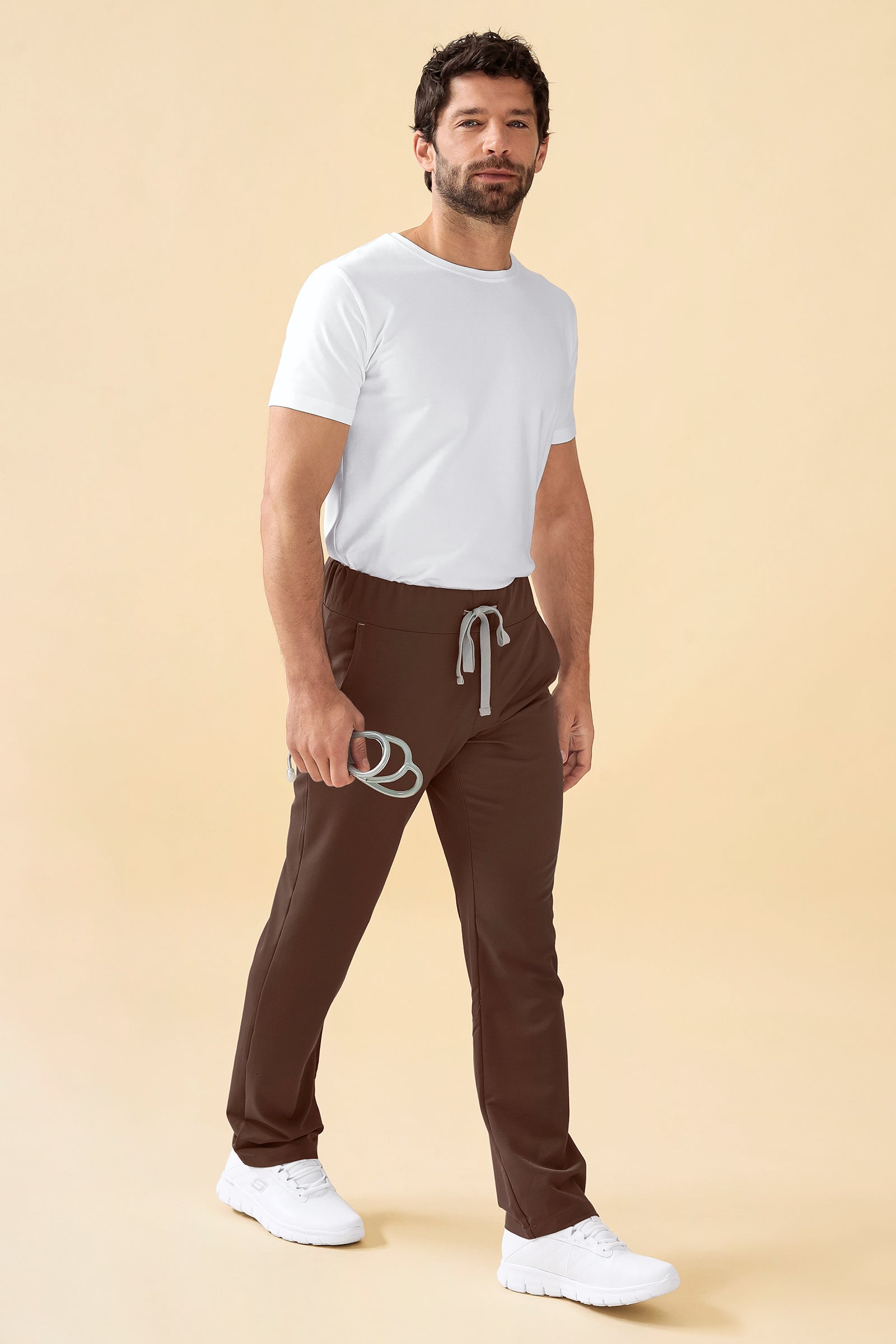 KAERE Hose Herren - gerader Saum Kurzgr. ohne Beintaschen coffee, Vorderansicht 