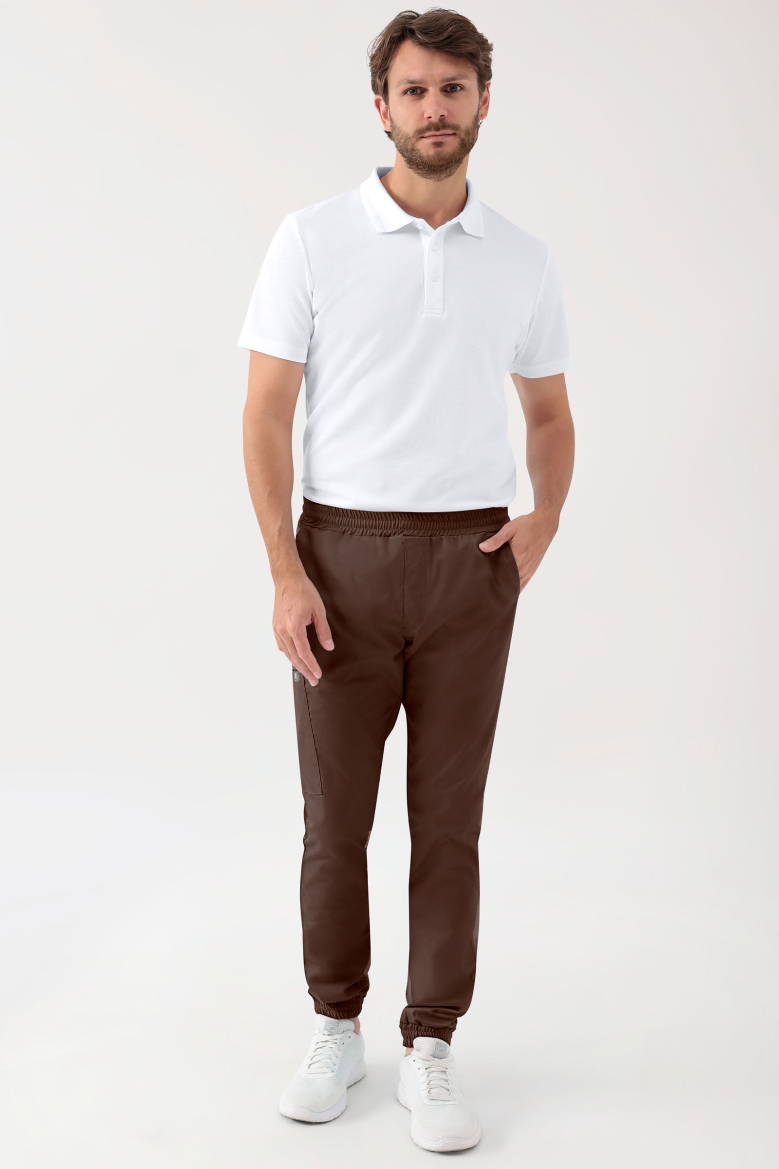 GREEN Stretch Hose Herren - Jogpants Style coffee, Vorderansicht 