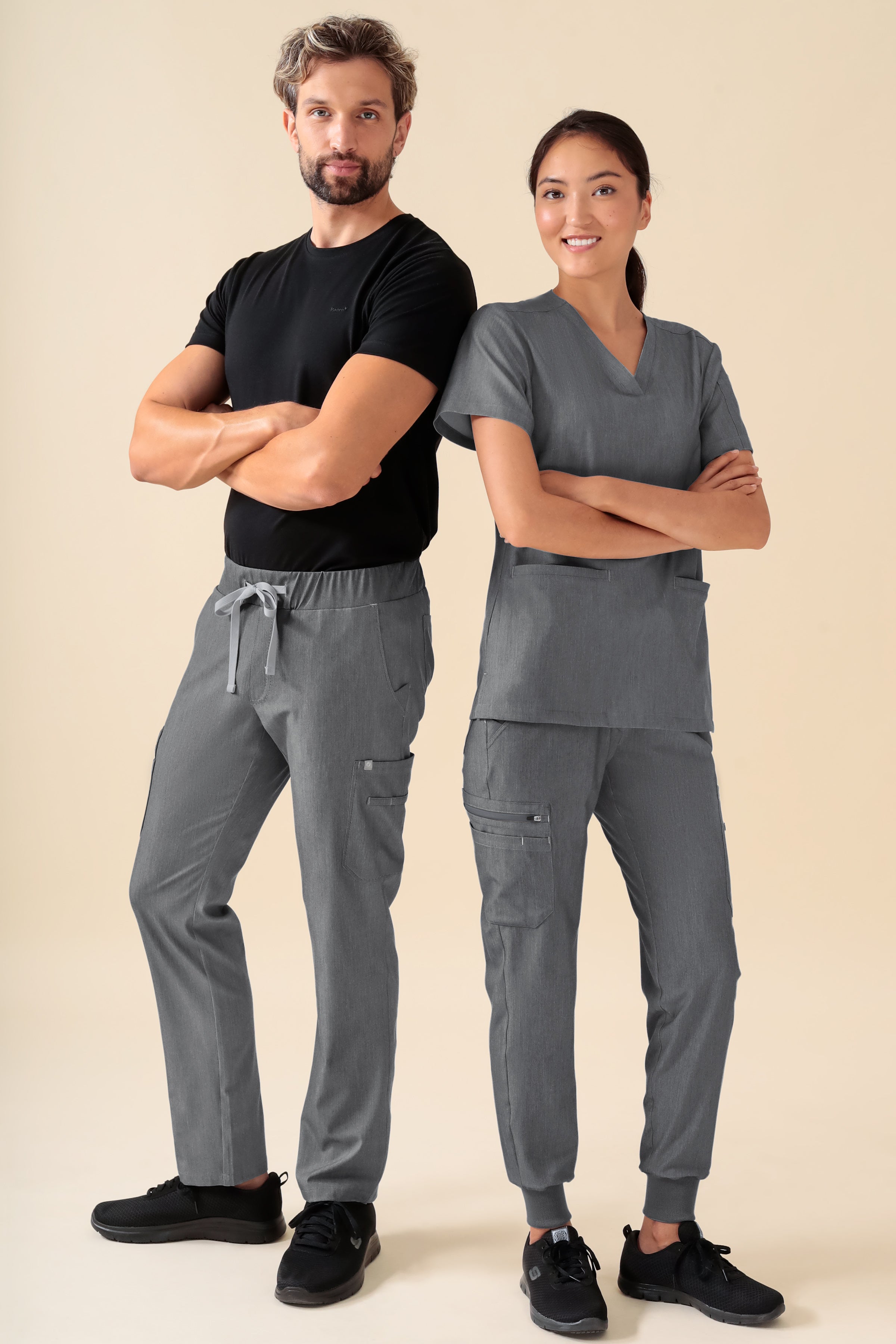 KAERE Hose Herren - gerader Saum mit Beintaschen grau melange