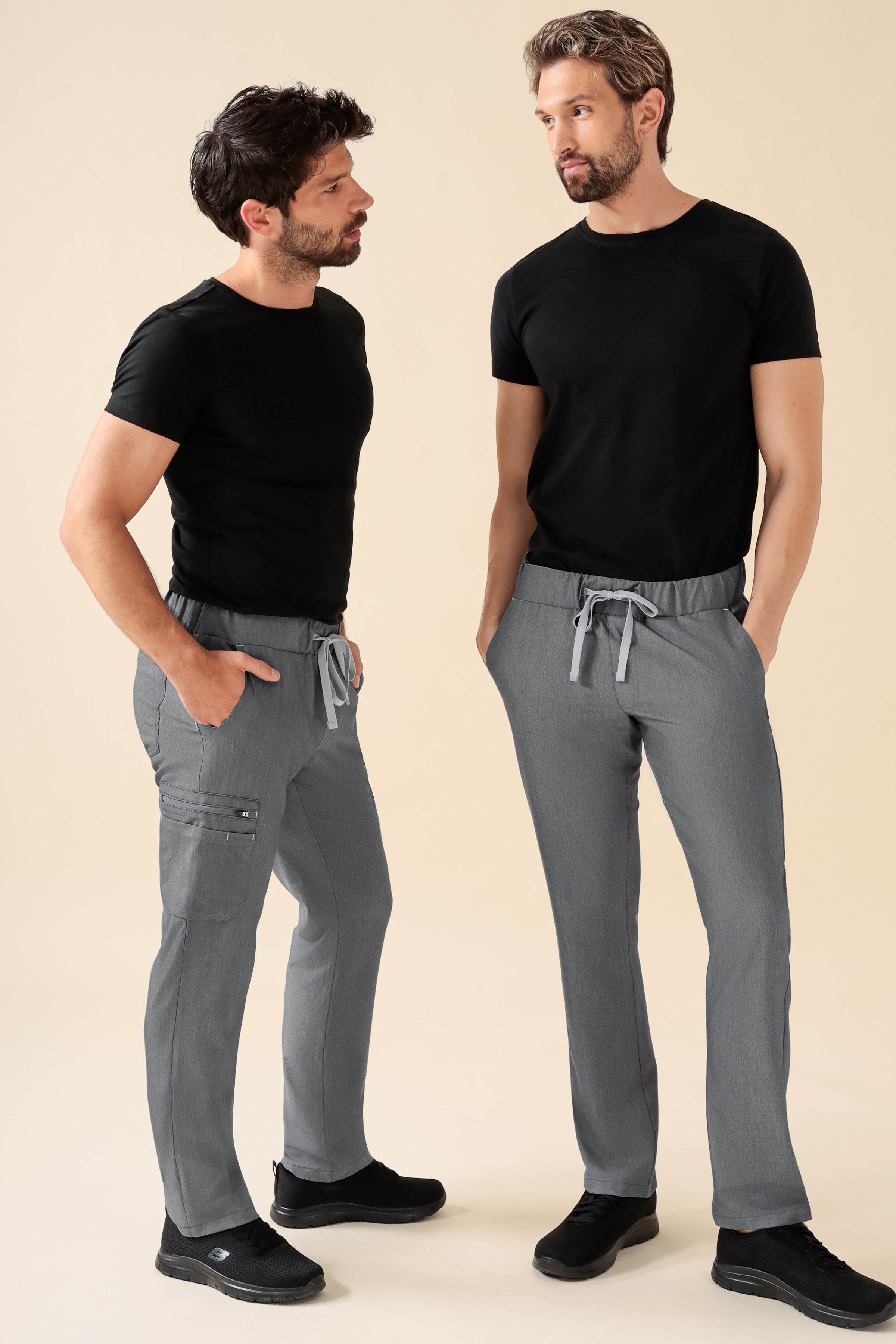 KAERE Hose Herren - gerader Saum ohne Beintaschen grau melange, Vorderansicht 