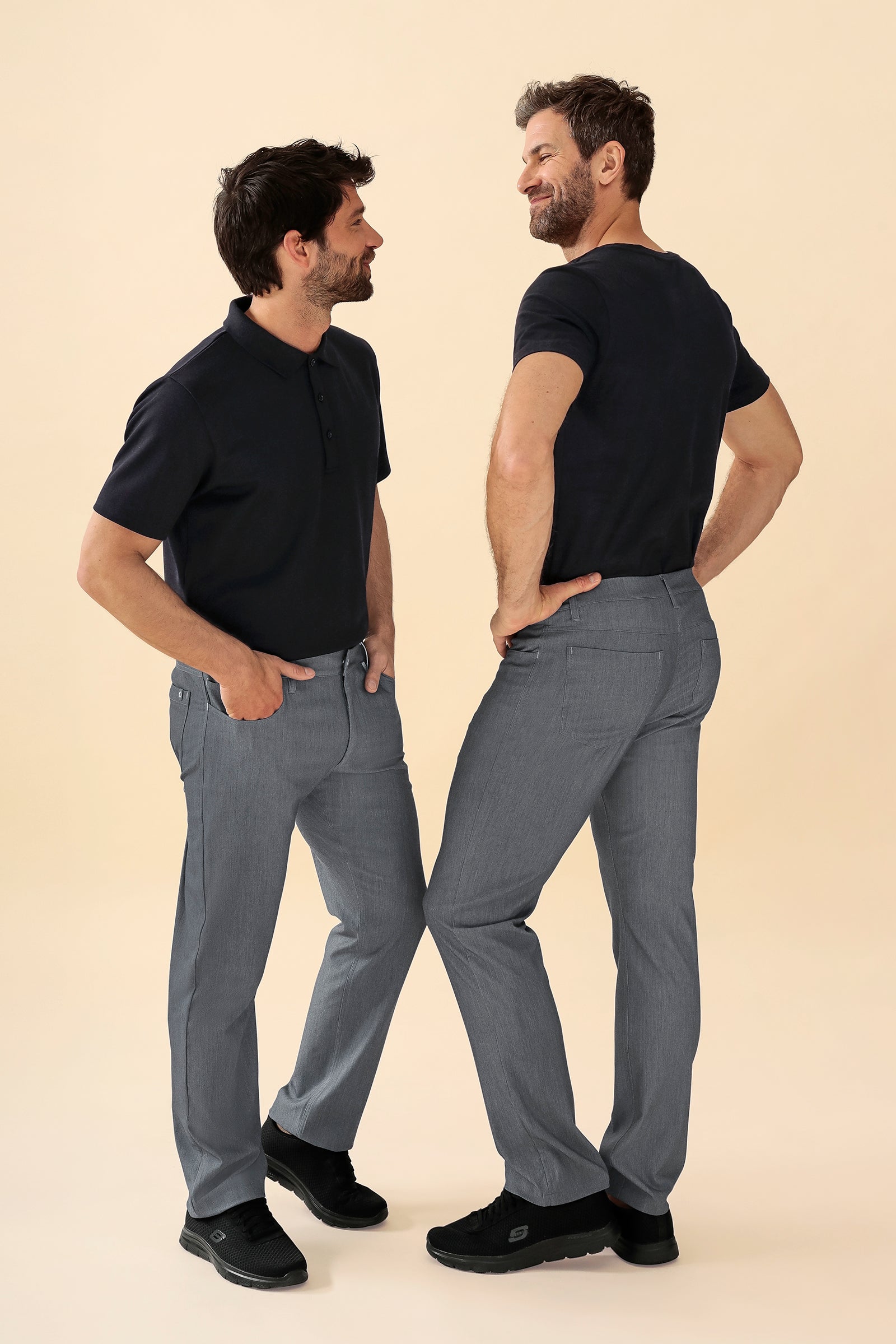 KAERE Hose Herren - 5-Pocket grau melange, Vorderansicht 