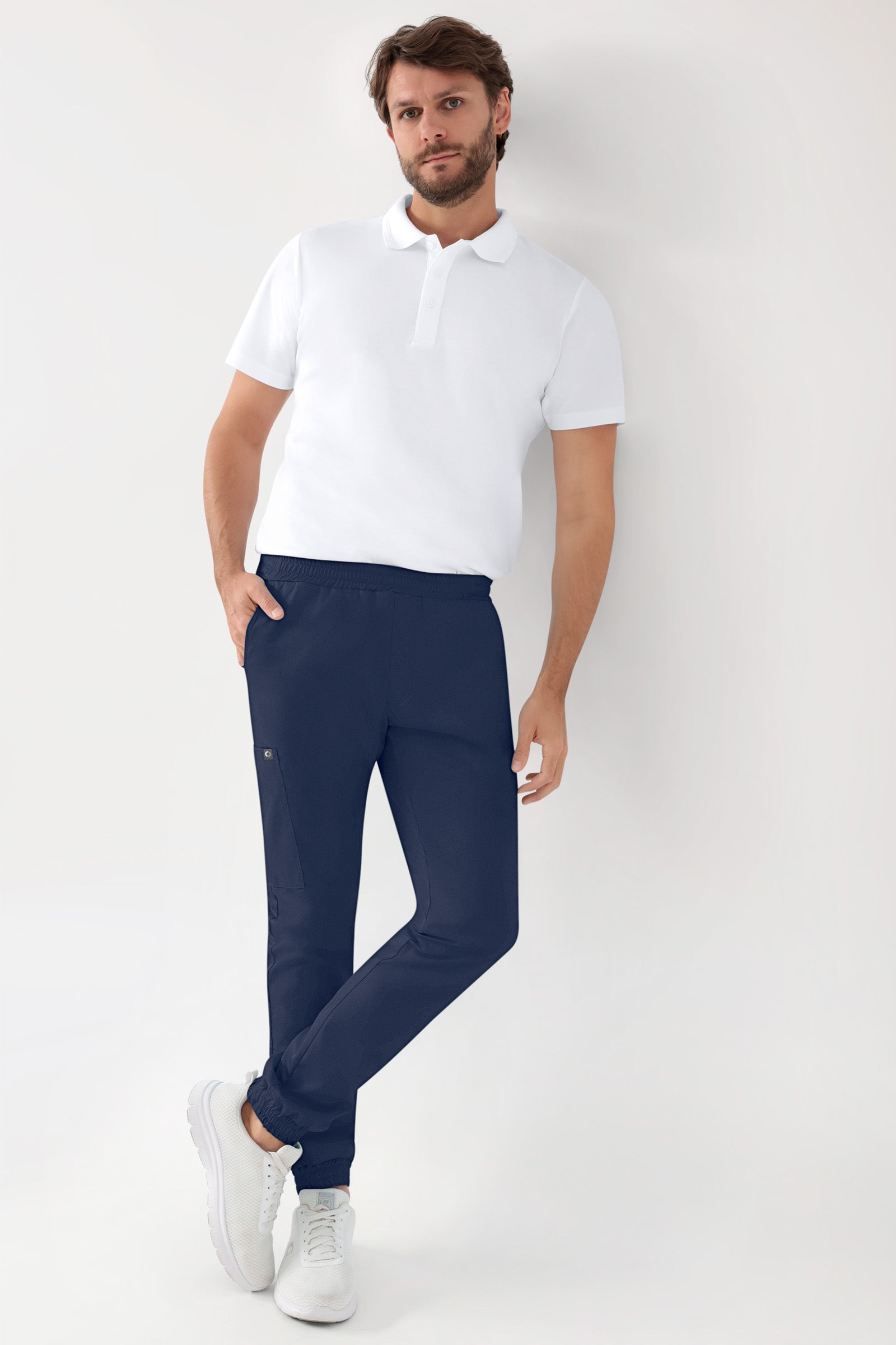 GREEN Stretch Hose Herren - Jogpants Style navy, Vorderansicht 